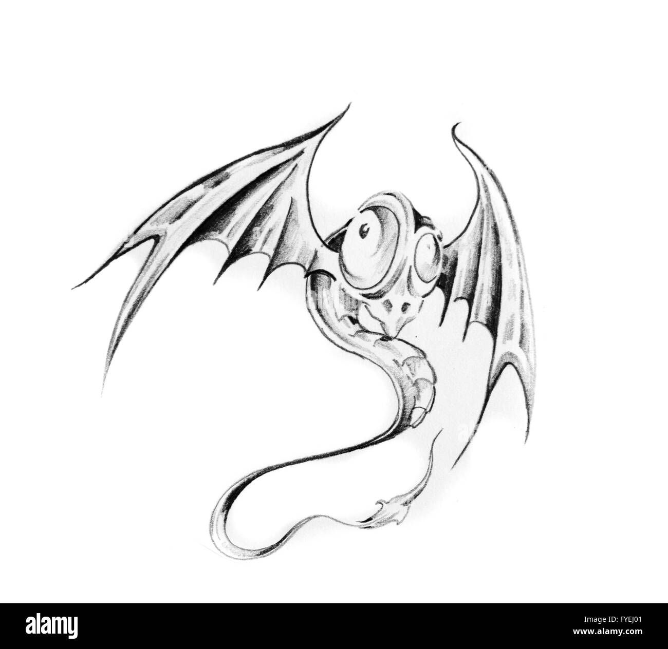 Schizzo di arte del tatuaggio, dragon Foto Stock