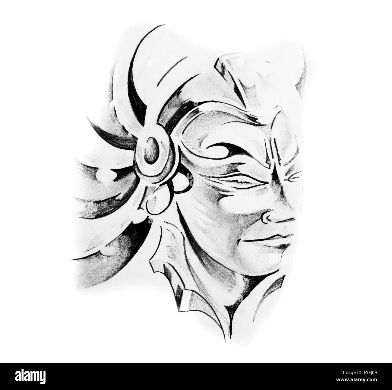 Schizzo di arte del tatuaggio, monster Foto Stock