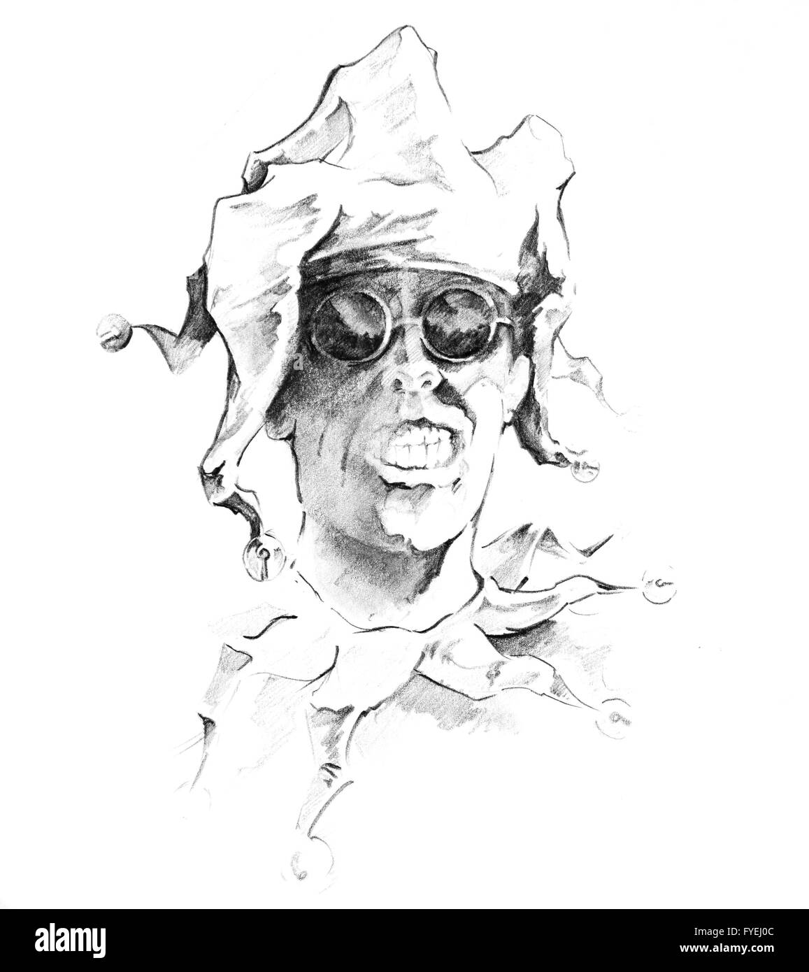 Schizzo di arte del tatuaggio, clown joker Foto Stock