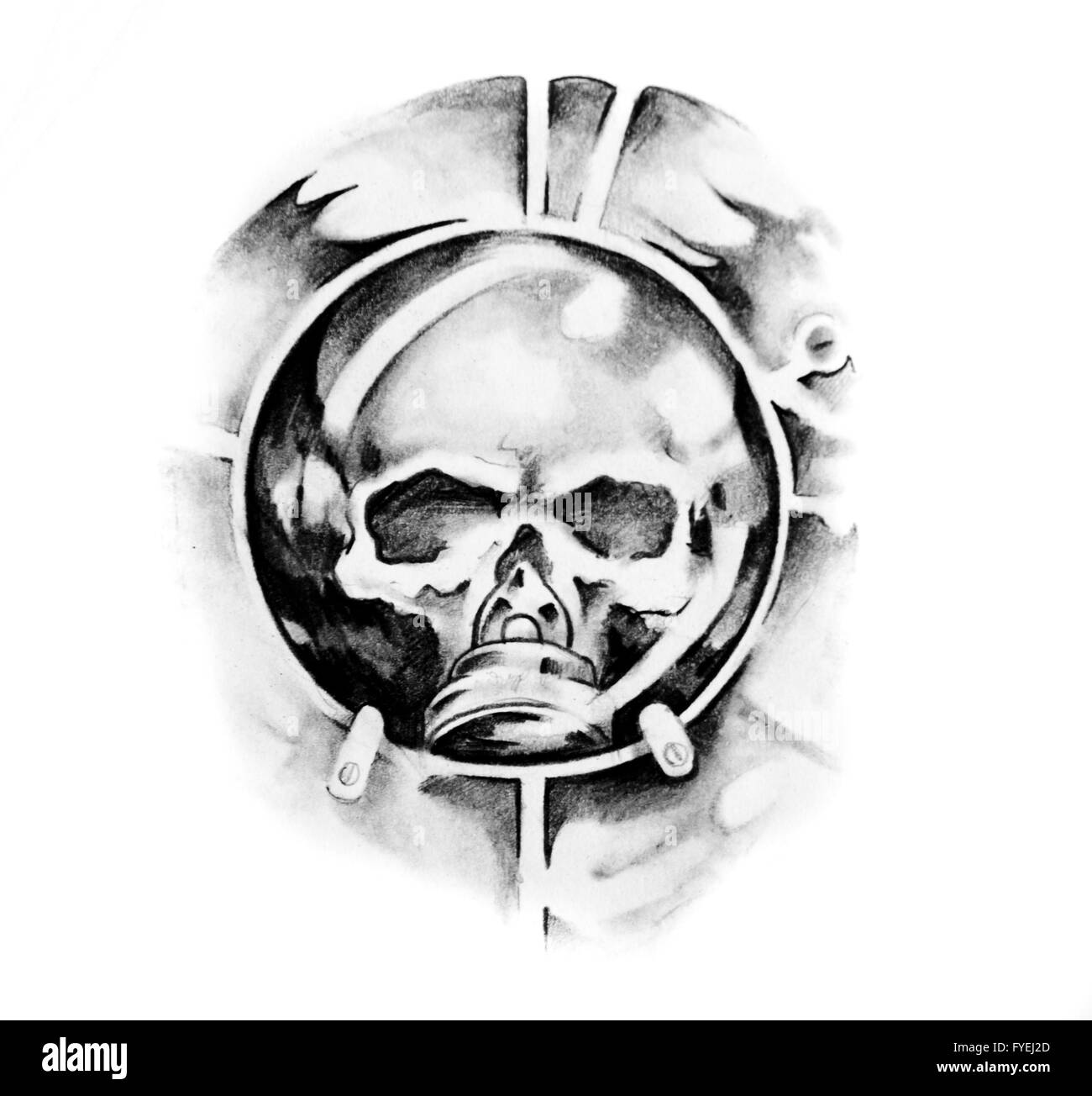 Schizzo di arte del tatuaggio, monster Foto Stock