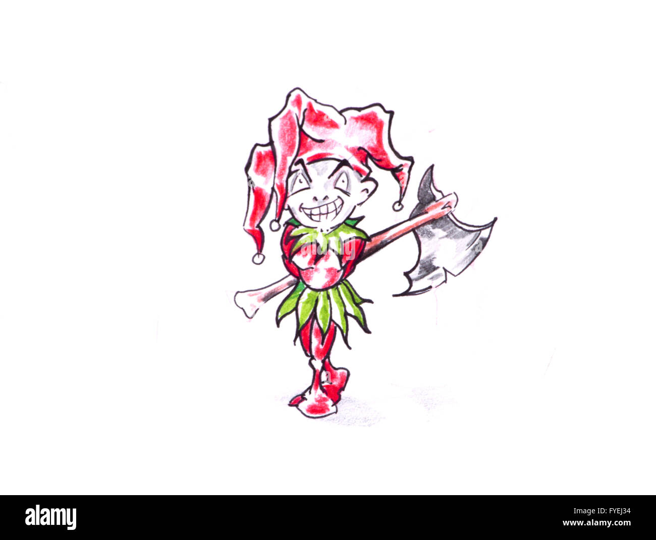 Schizzo di arte del tatuaggio, Jester, joker Foto Stock