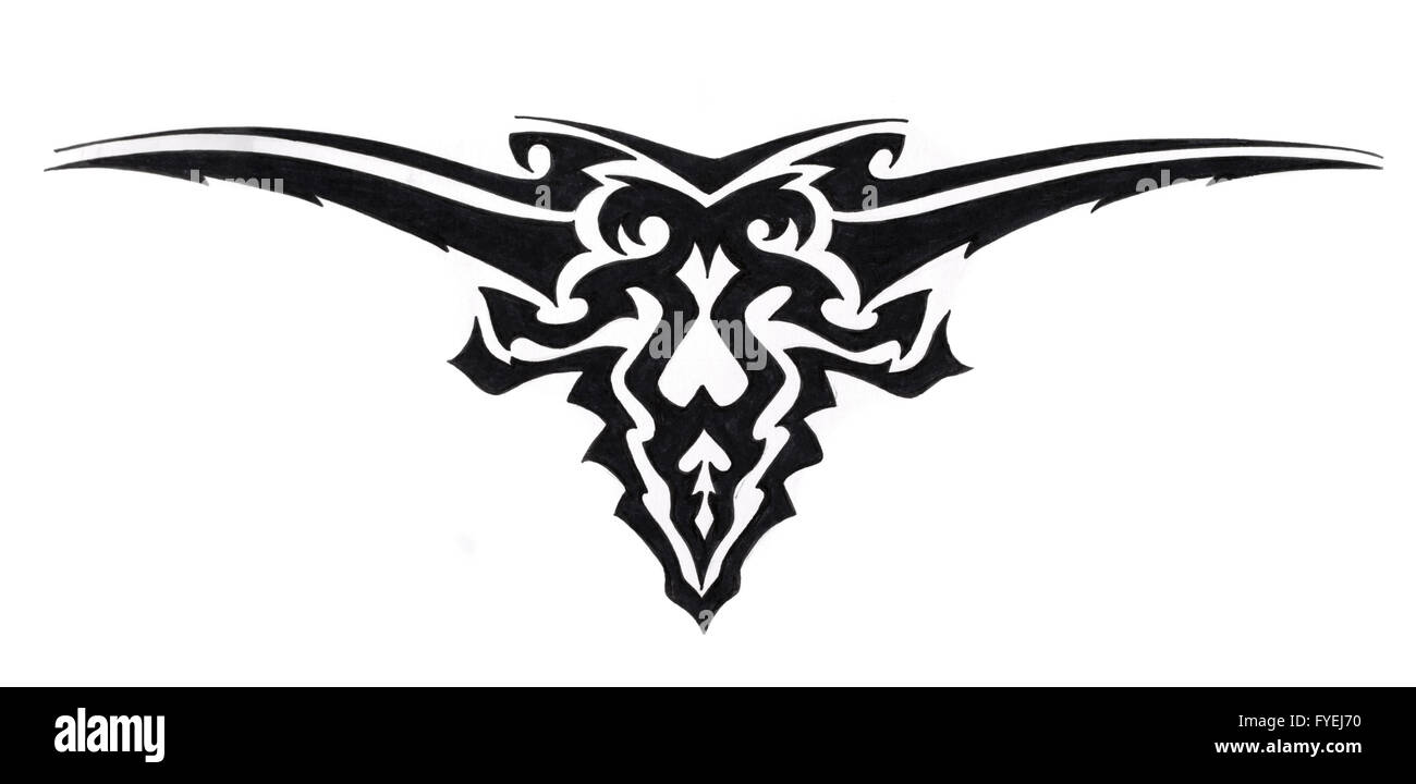 Schizzo di arte del tatuaggio, tribale bracciale Foto Stock