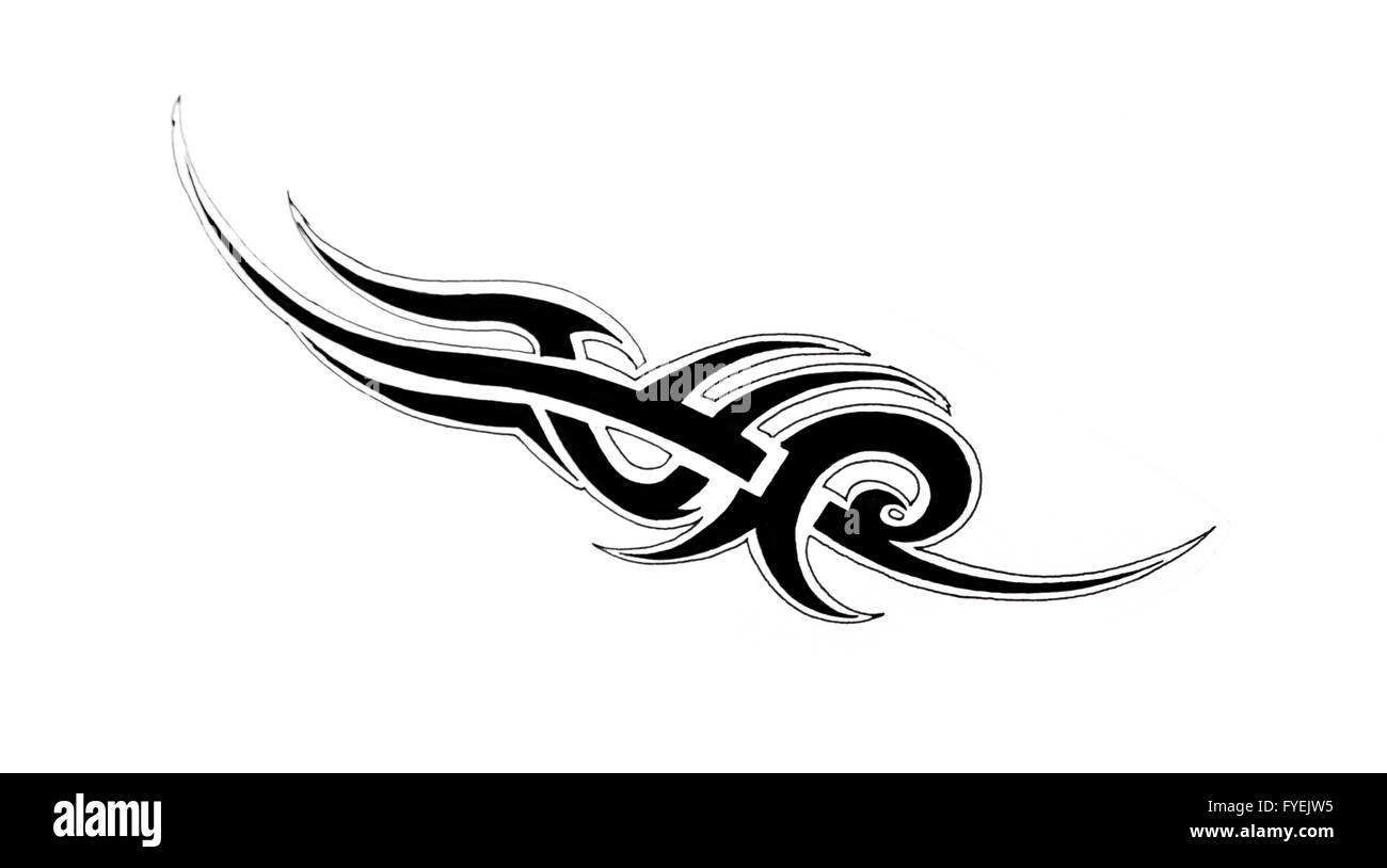 Arte del tatuaggio, schizzo di un tribale nero Foto Stock