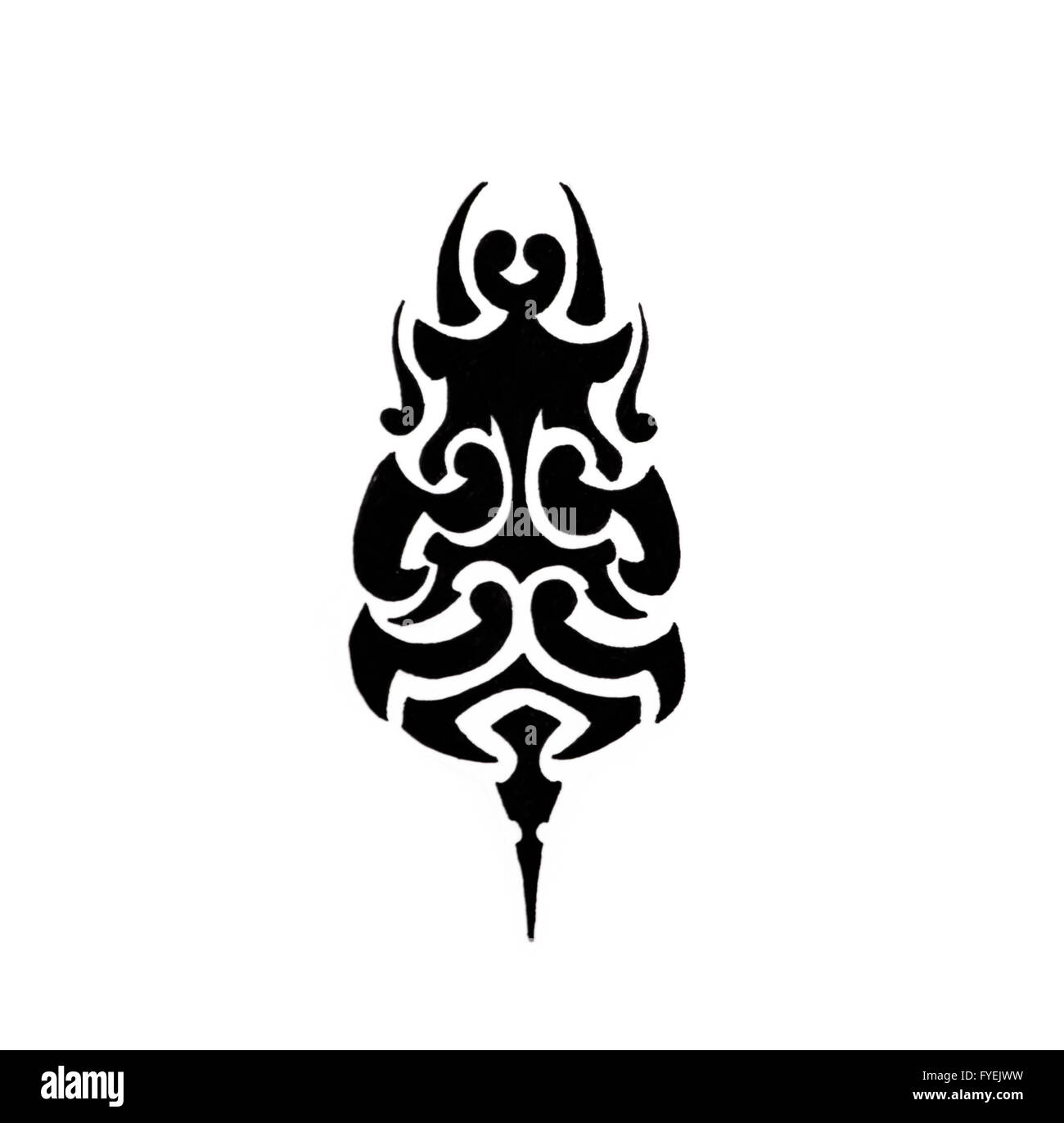 Arte del tatuaggio, schizzo di un tribale nero Foto Stock