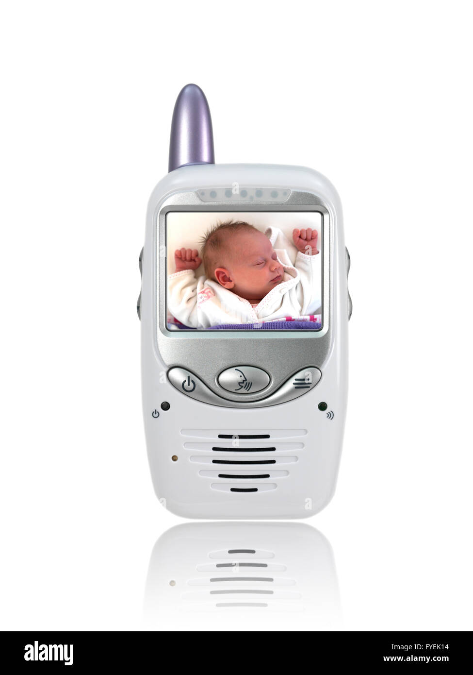 Un baby monitor isolata contro uno sfondo bianco Foto Stock
