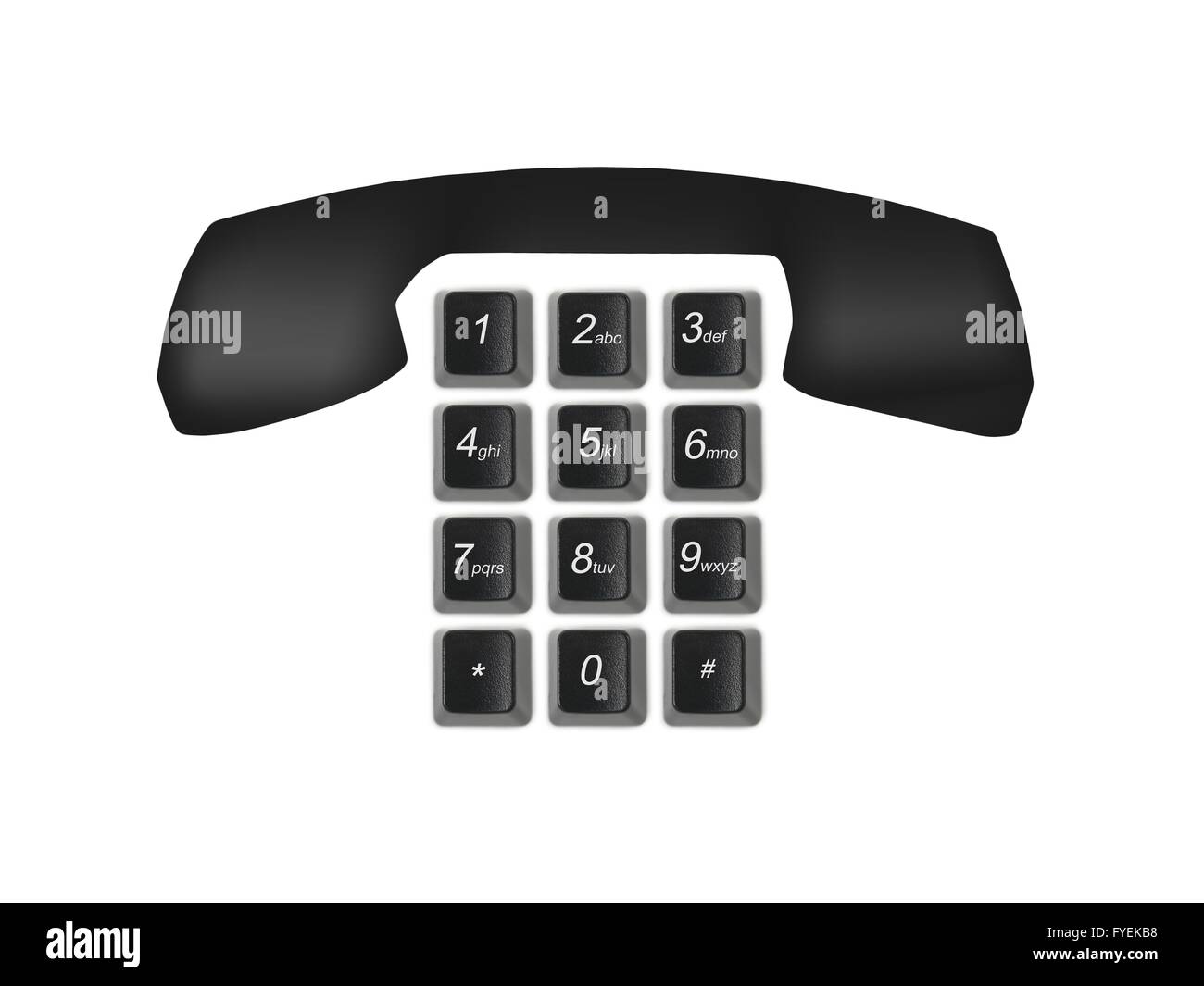 I tasti della tastiera di un telefono isolata contro uno sfondo bianco Foto Stock