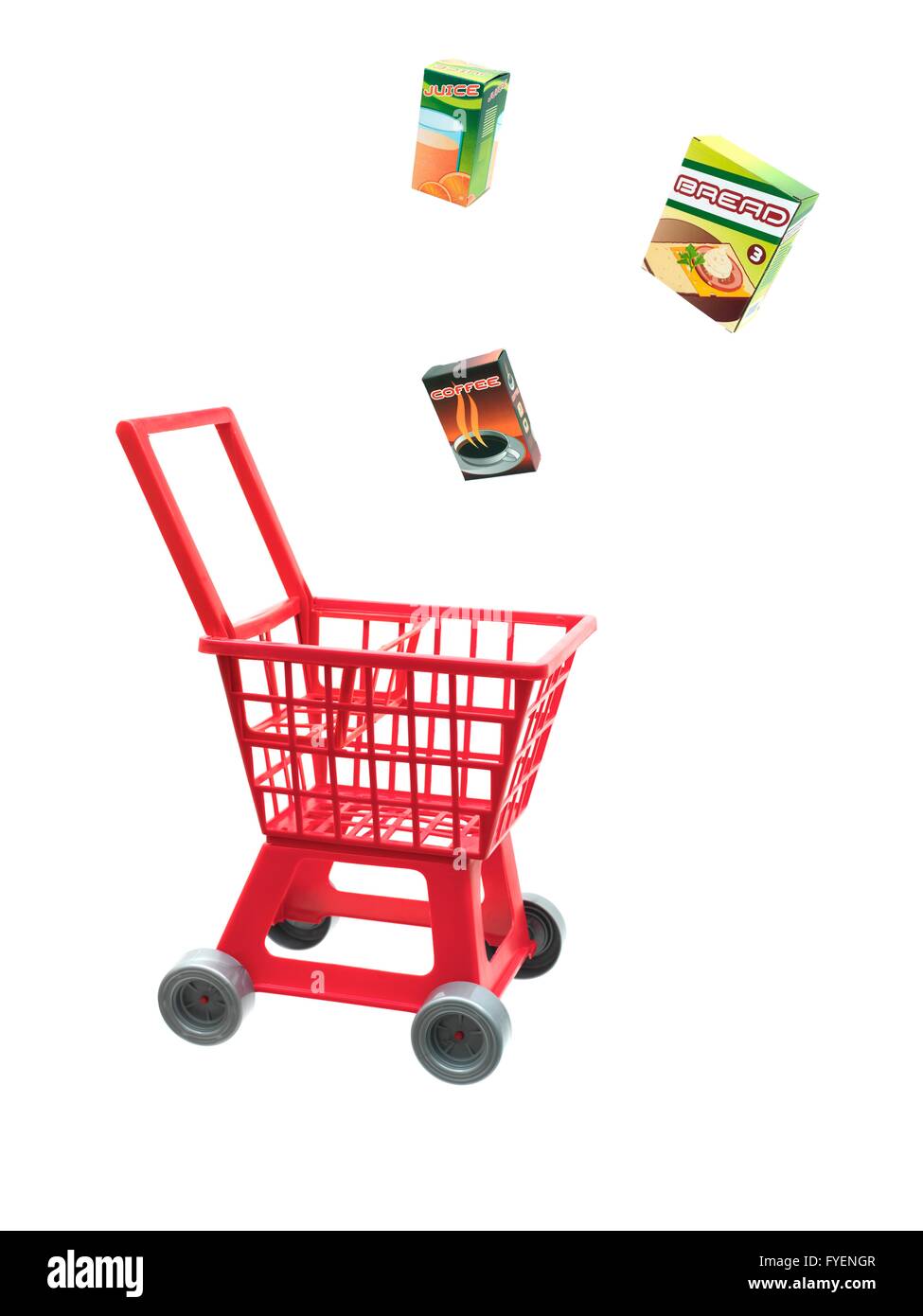 Un carrello di shopping isolata contro uno sfondo bianco Foto Stock