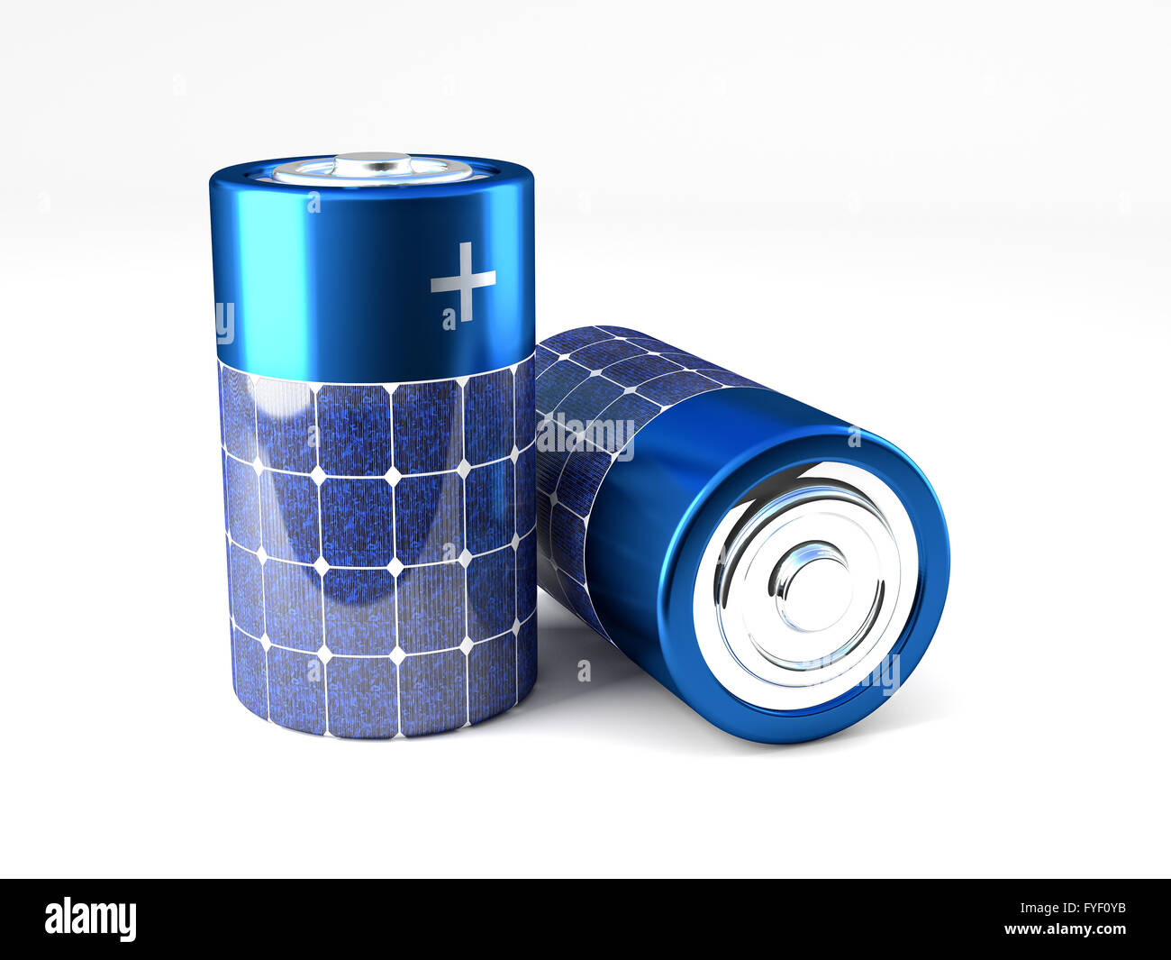 Energia fotovoltaic batteria 3D image su bianco Foto Stock