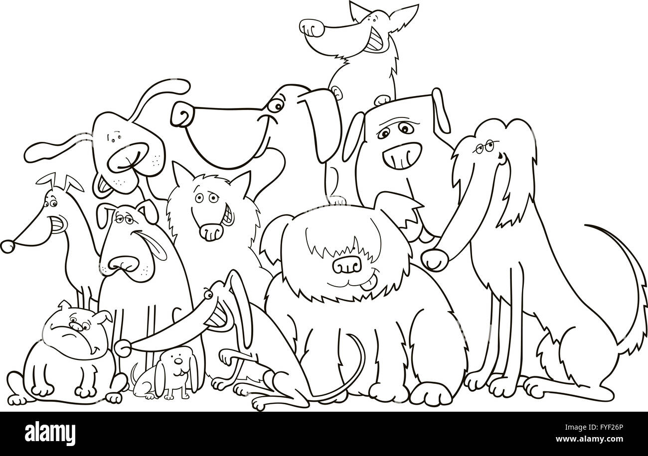 Gruppo di cani per il libro da colorare Foto stock - Alamy