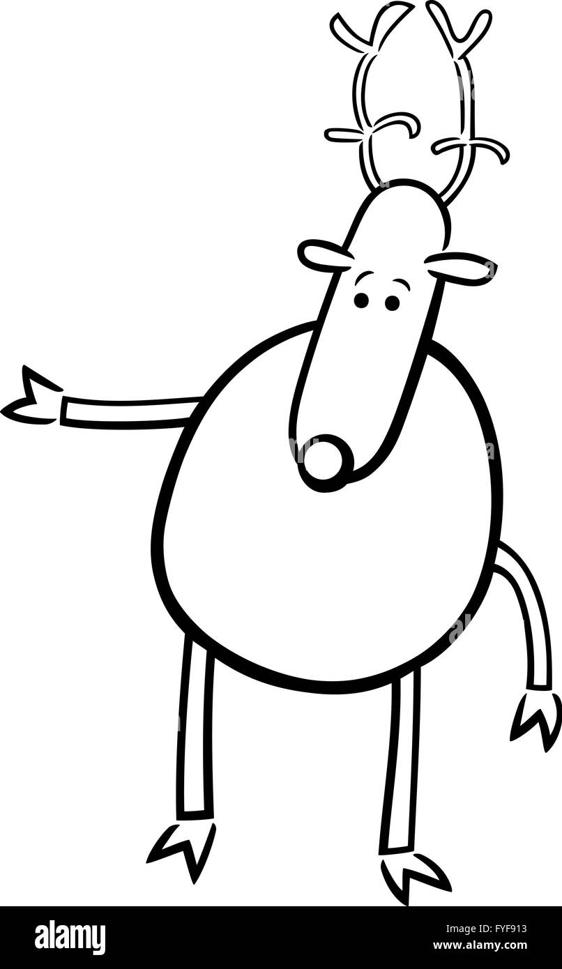 Cartoon doodle di cervi per la colorazione Foto Stock