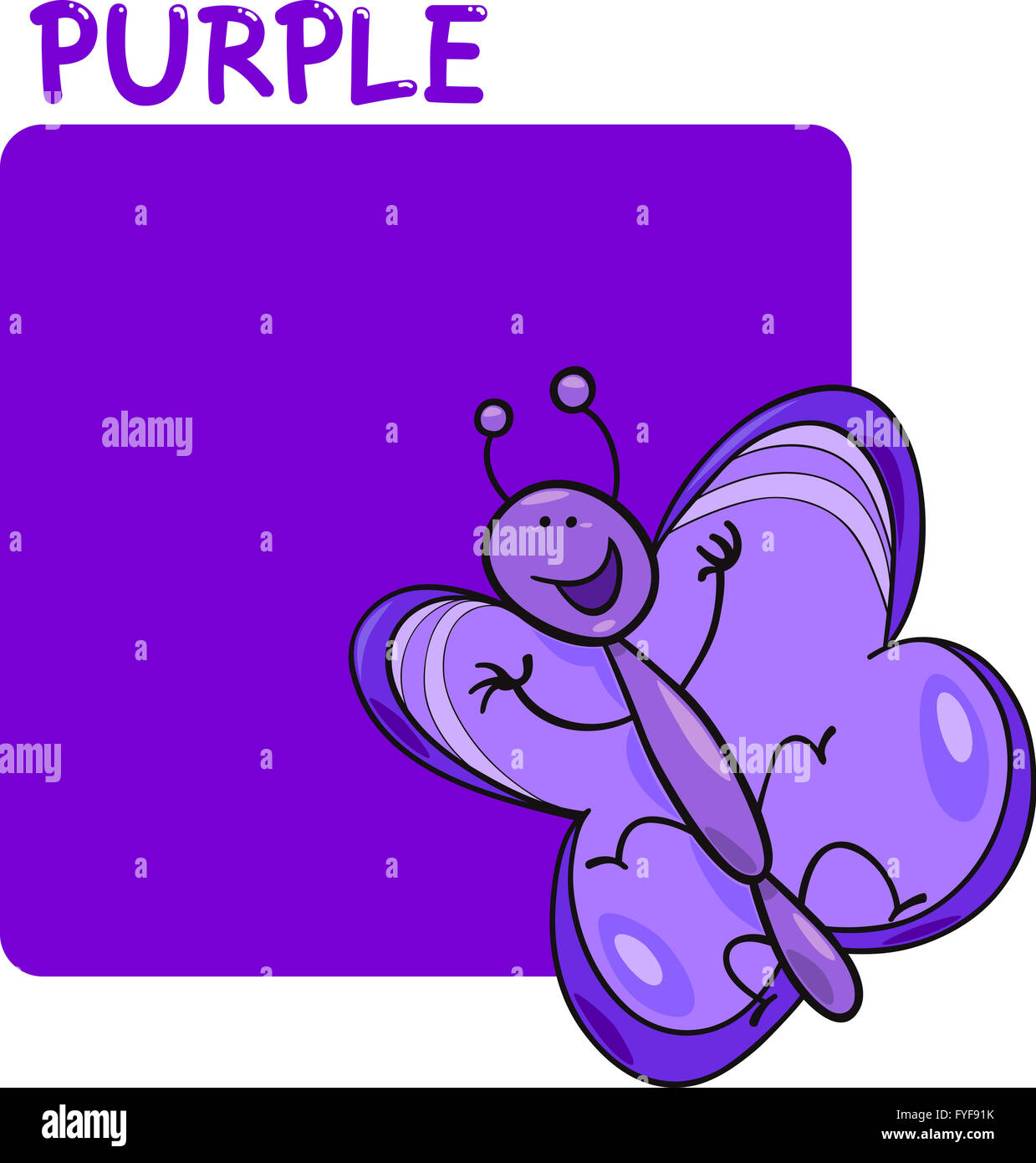 Colore viola e Butterfly Cartoon Foto Stock