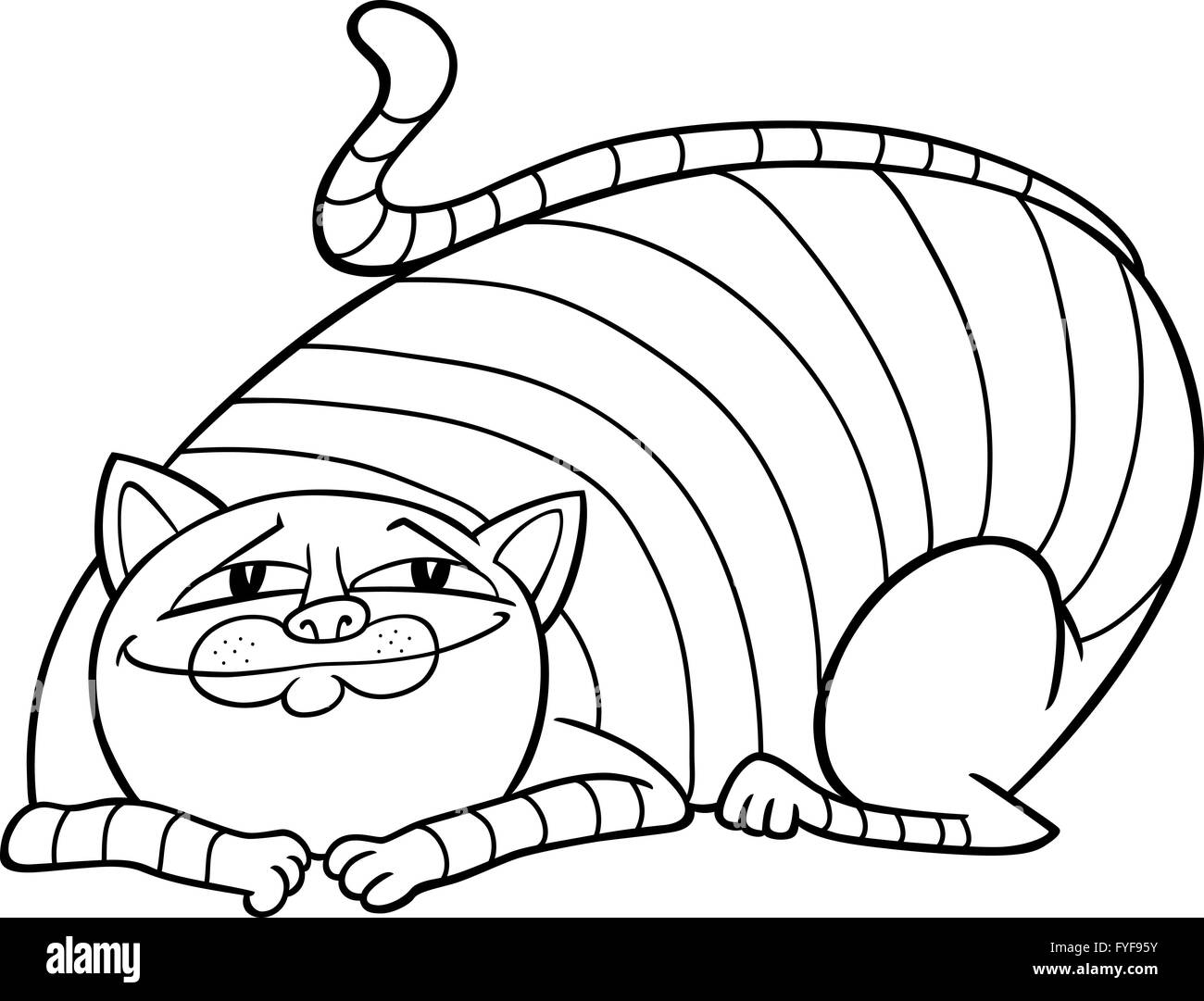 Tabby fat cat cartoon per la colorazione Foto Stock
