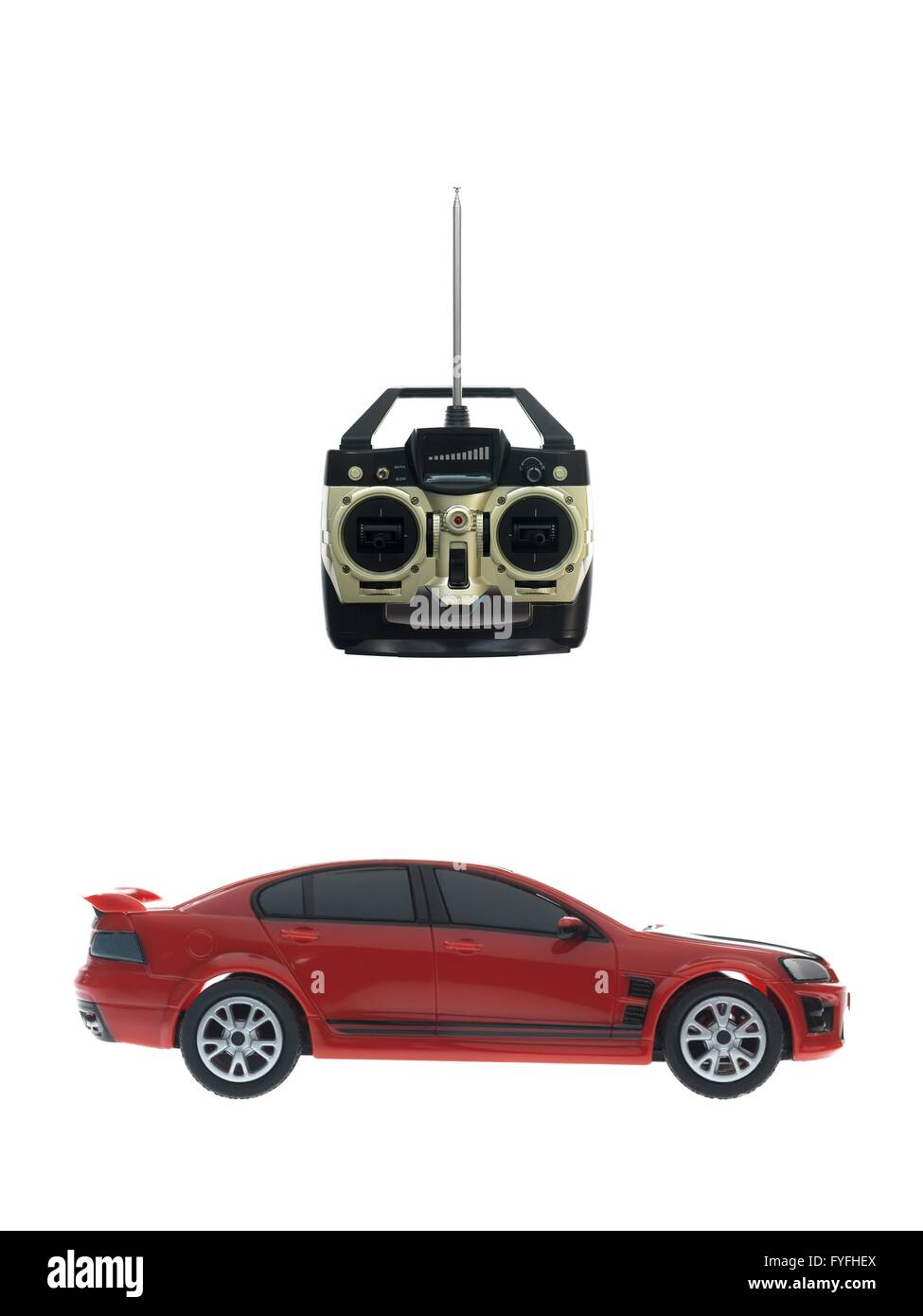 Un giocattolo auto sportiva isolata contro uno sfondo bianco Foto Stock