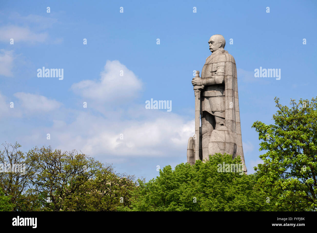 Bismarck memorial nella vecchia Elbpark, Amburgo, Germania Foto Stock