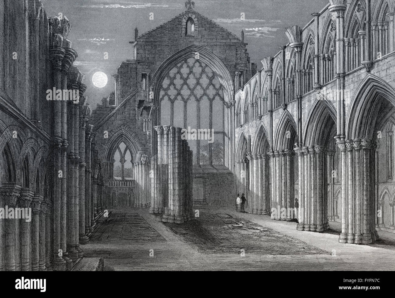 Holyrood Abbey, una rovina abbazia dei Canonici Regolari di Edimburgo, Scozia Foto Stock