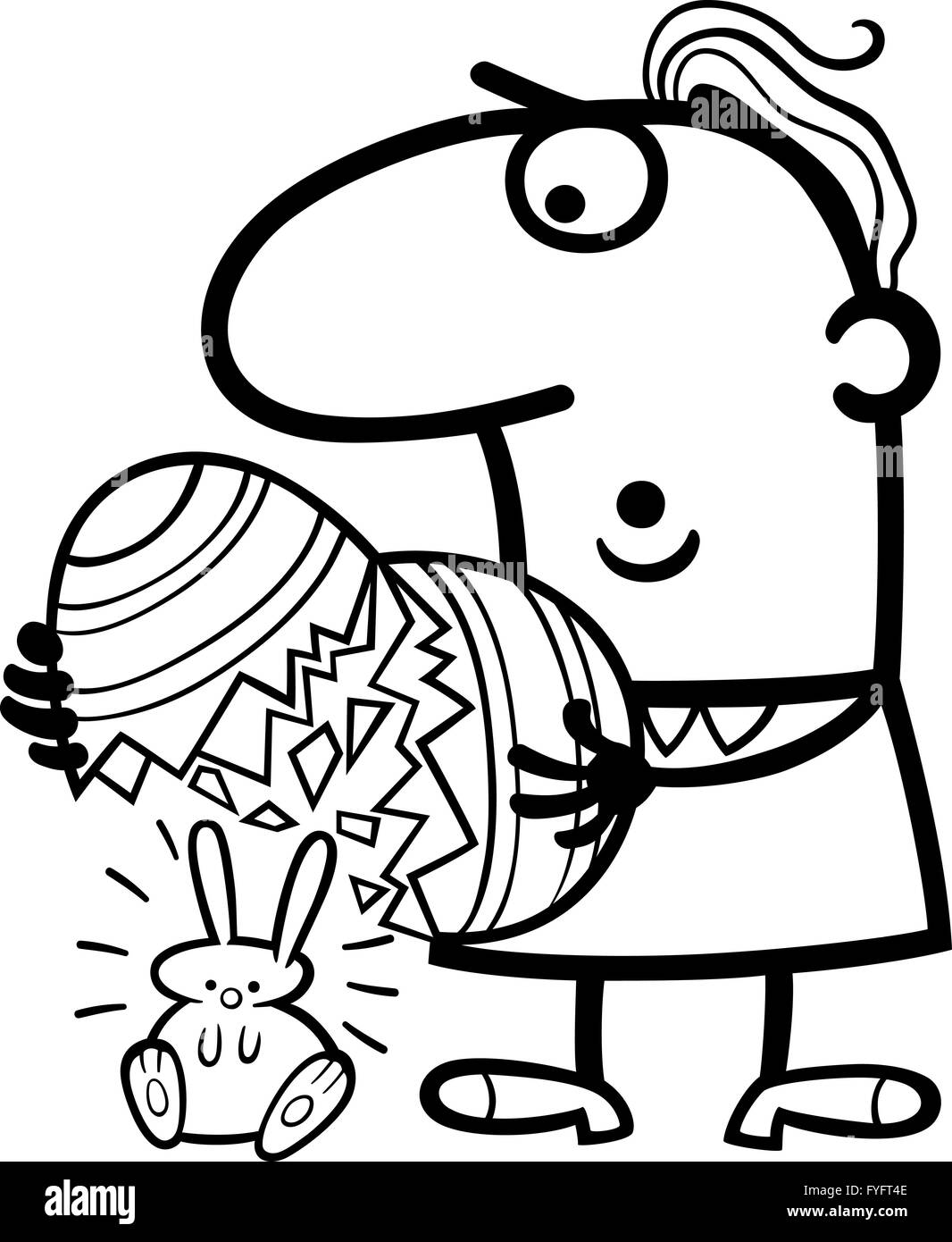 Uomo con le uova di pasqua e bunny cartoon Foto Stock