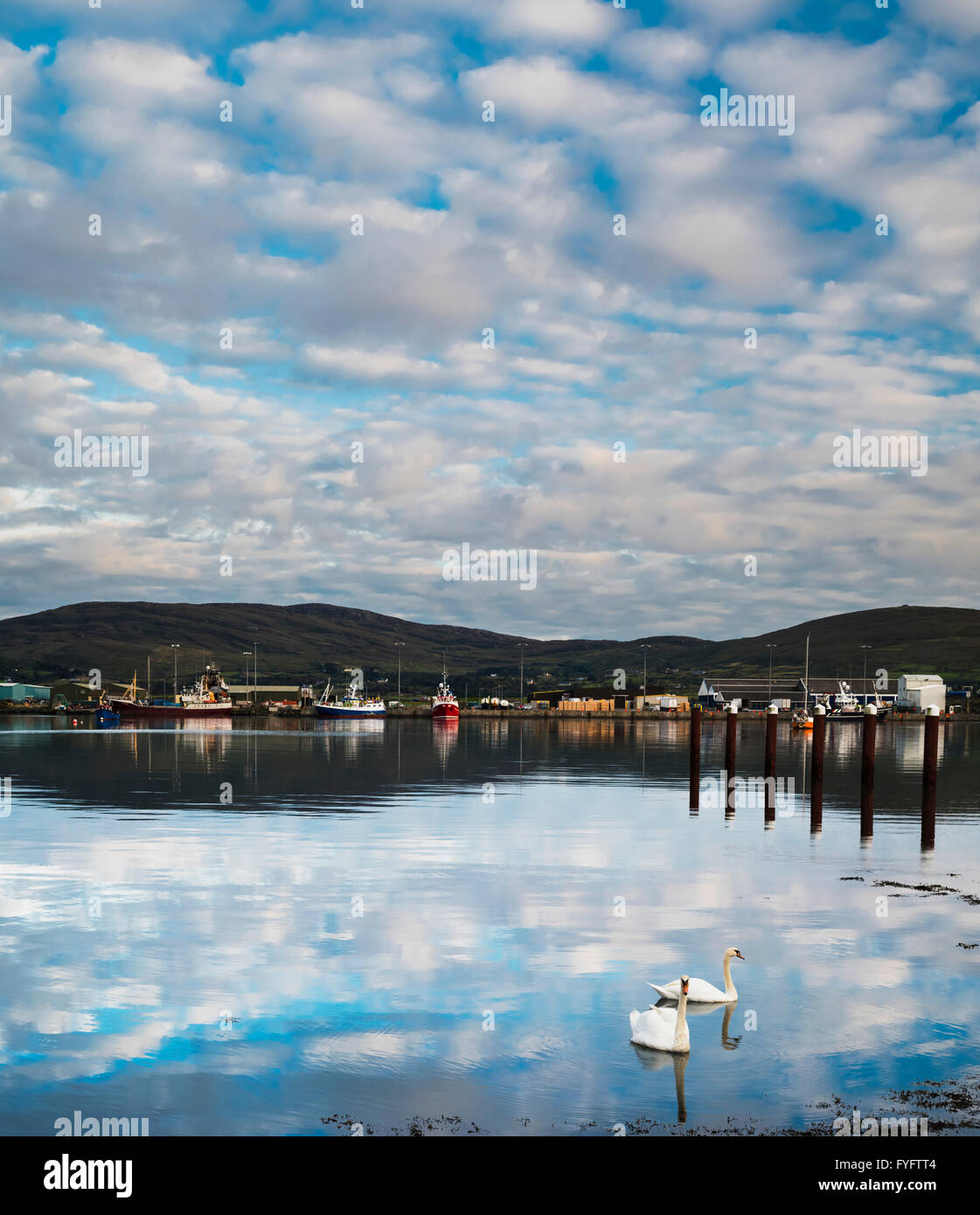 Il porto di Castletownbere, una città di pescatori sulla penisola di Beara, West Cork, Irlanda, con Bere isola in background Foto Stock