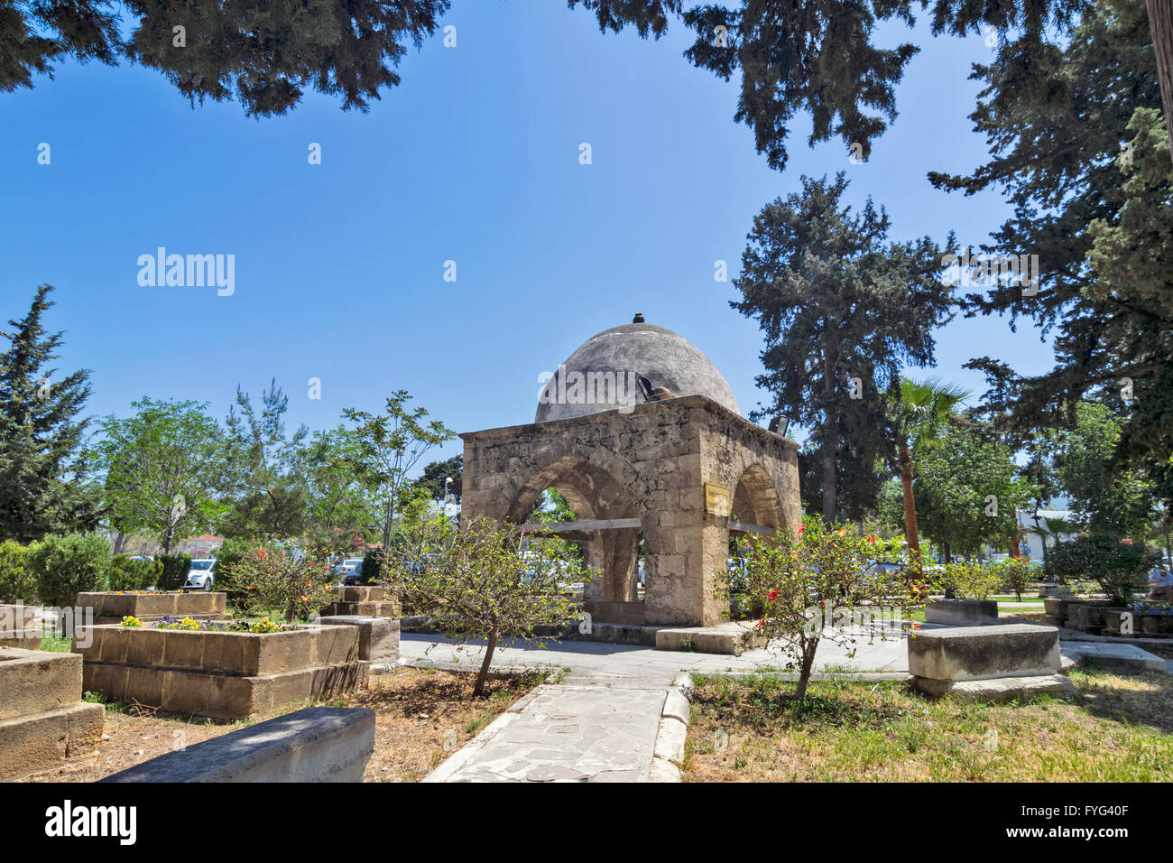 Cipro del Nord la BALDOKEN cimitero ottomano o cimitero di Kyrenia Foto Stock