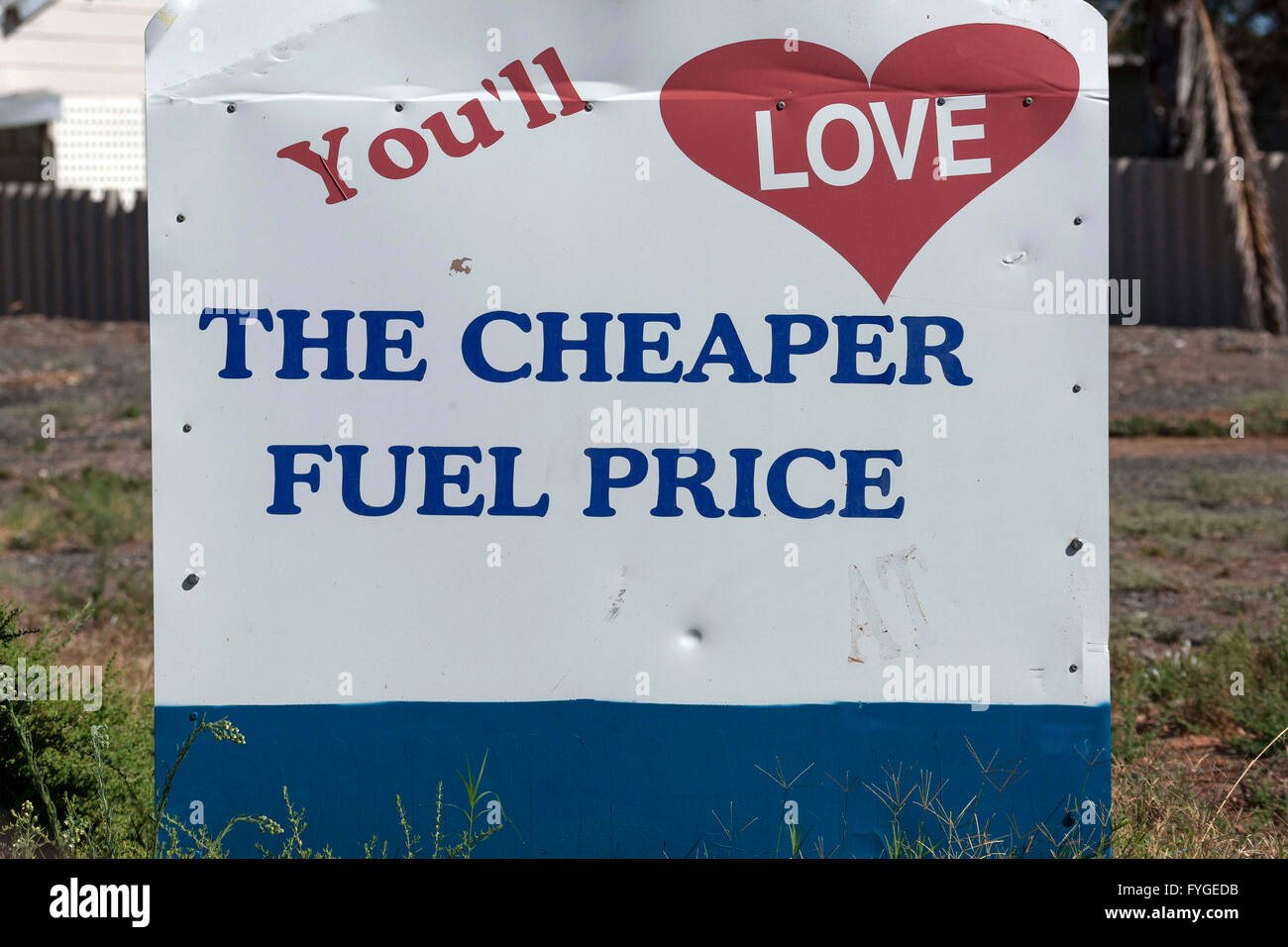 Segno del combustibile a basso costo Foto Stock