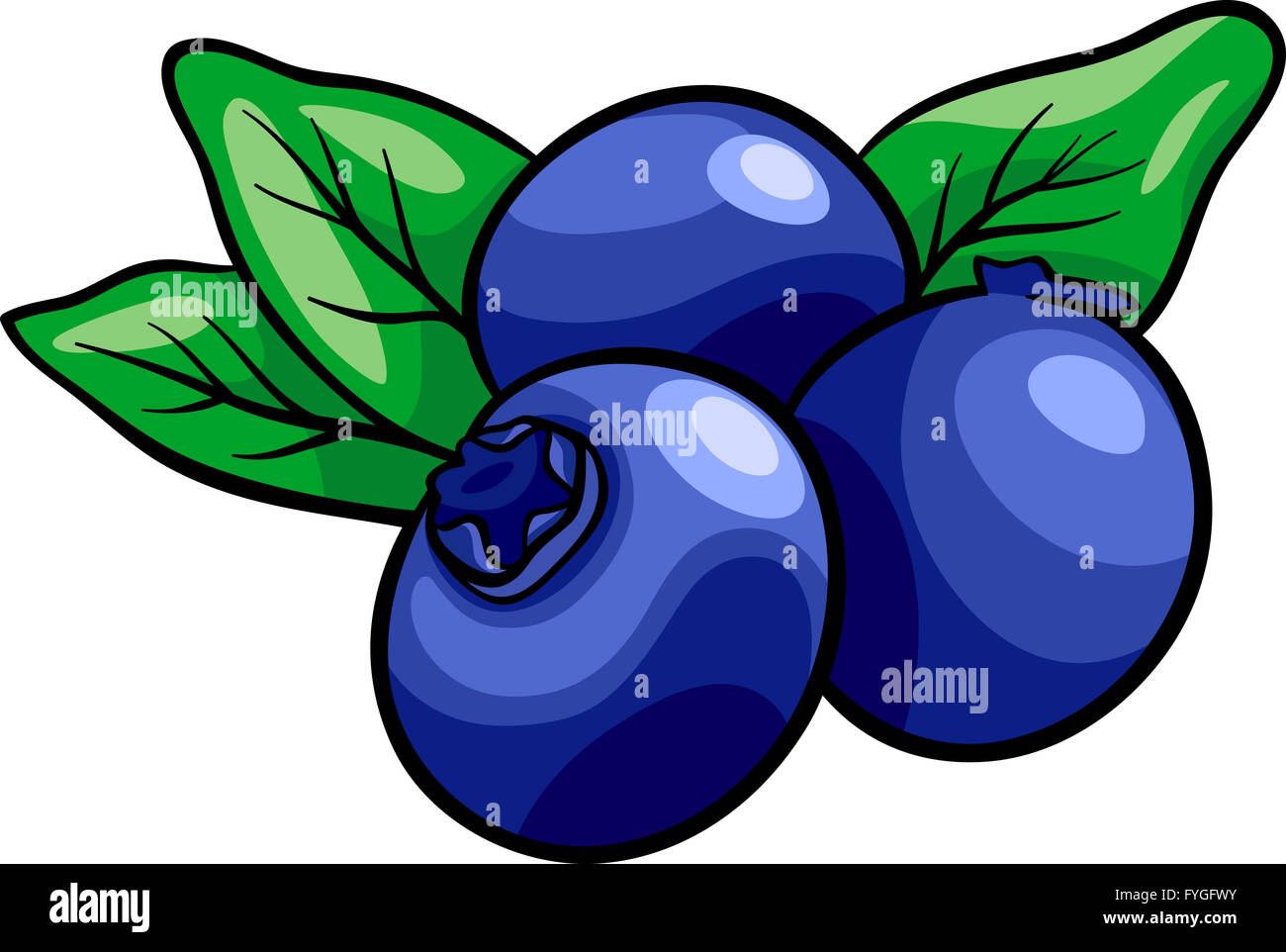Mirtillo frutta cartoon illustrazione Foto Stock