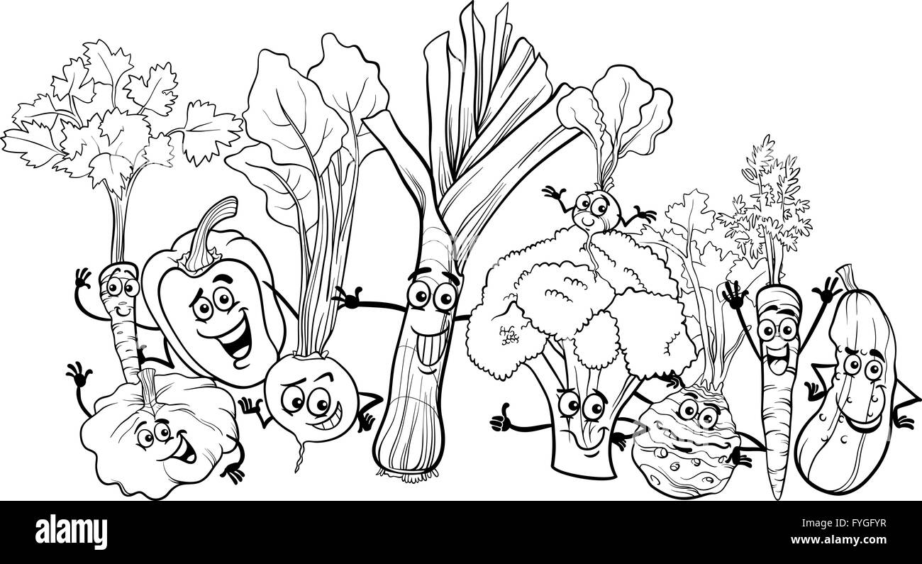 Cartoon verdura per il libro da colorare Foto Stock