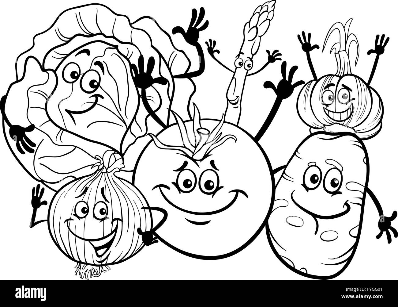 Ortaggi Gruppo Cartoon Per Libro Da Colorare Foto Stock Alamy