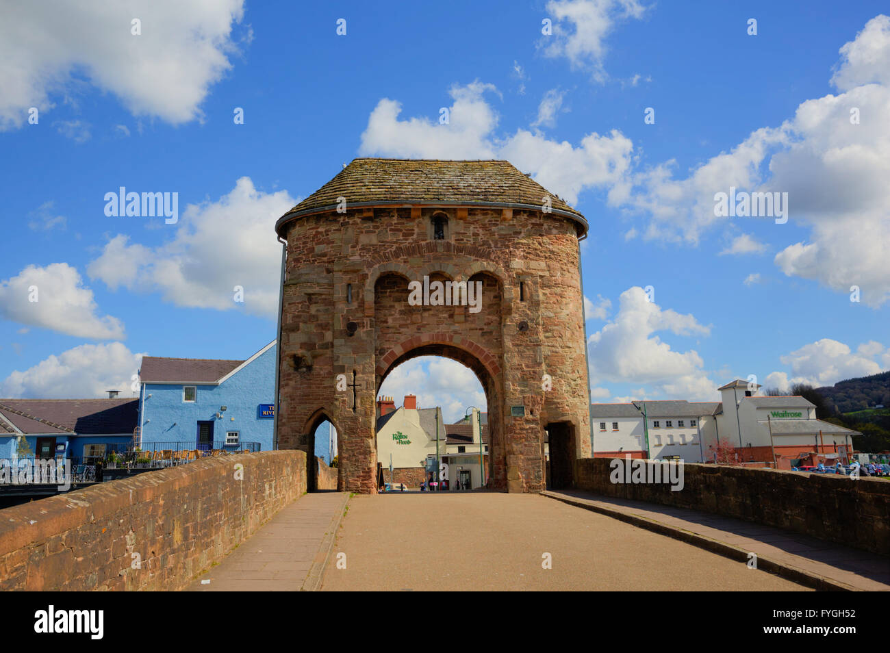 Ponte Monnow Monmouth Wales uk fortificata medievale Ponte sul fiume e di attrazione turistica nella valle del Wye Foto Stock