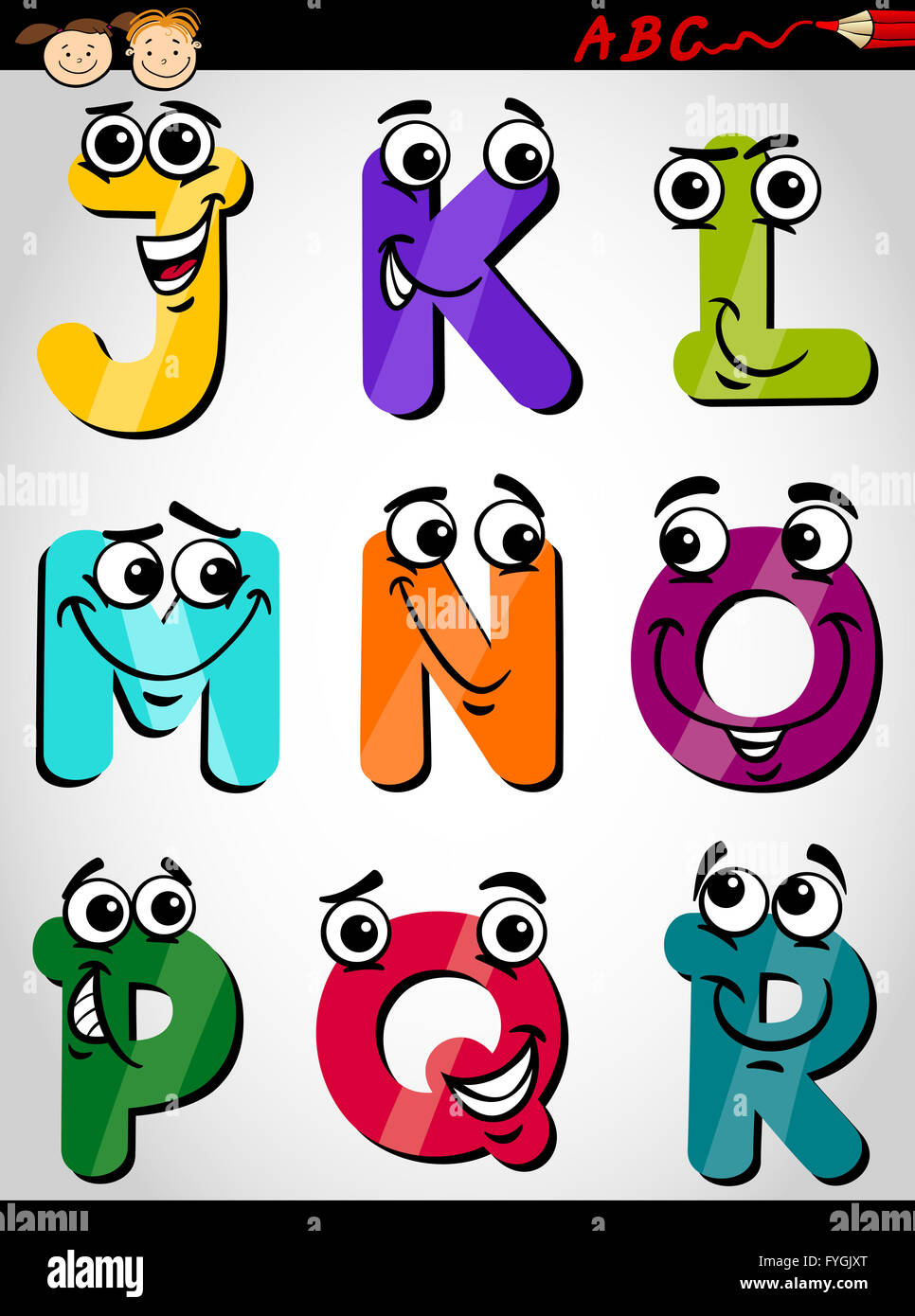 Carino lettere alfabeto illustrazione cartoon Foto stock - Alamy