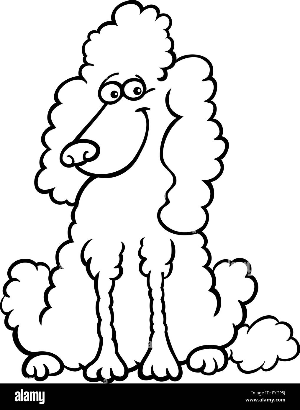 Cane barboncino cartoon per libro da colorare Foto stock - Alamy