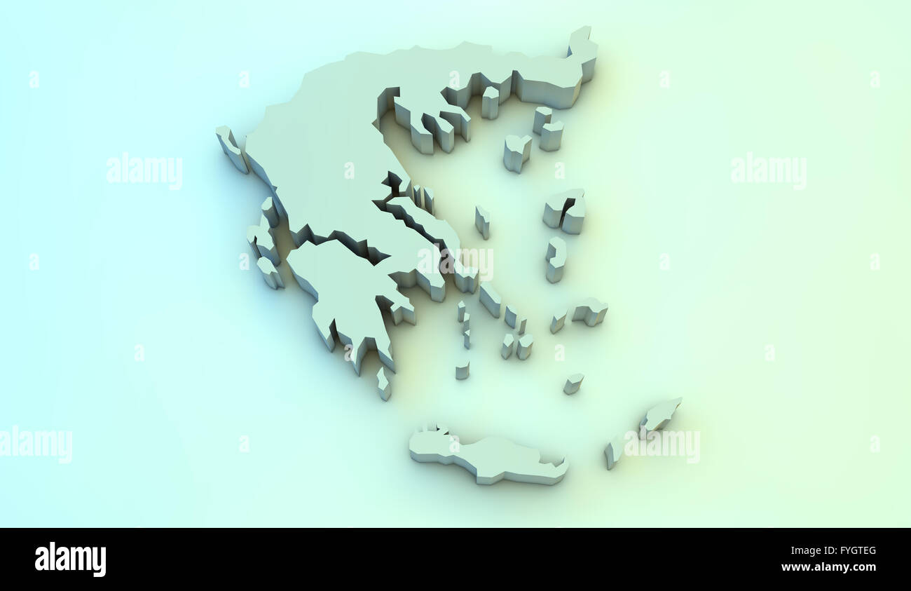Grecia mappa 3d Foto Stock