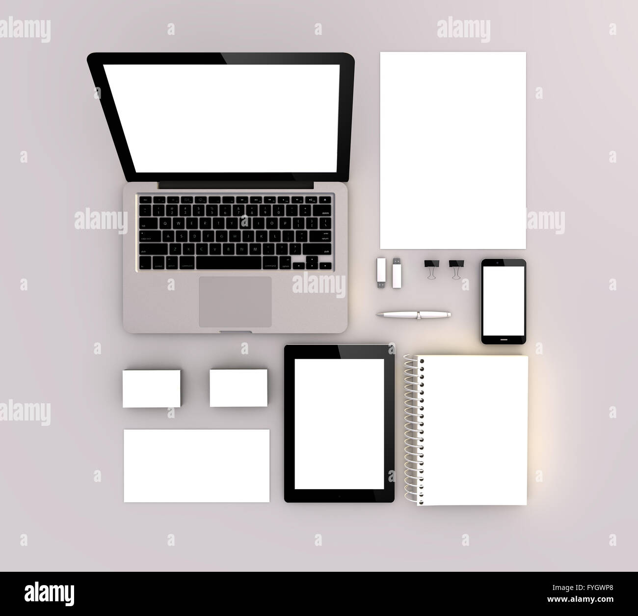 Brand book concetto: computer 3d generati mockup Foto Stock