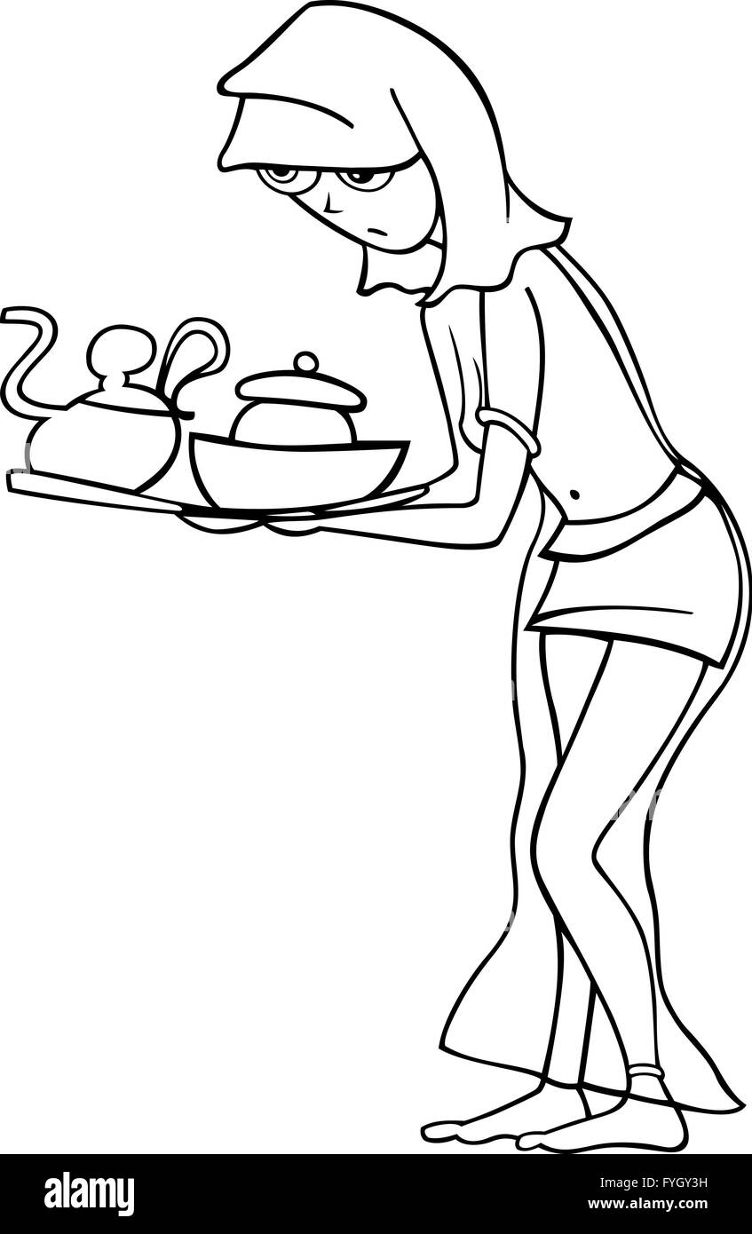 Cameriera o schiavo donna fumetto illustrazione Foto Stock