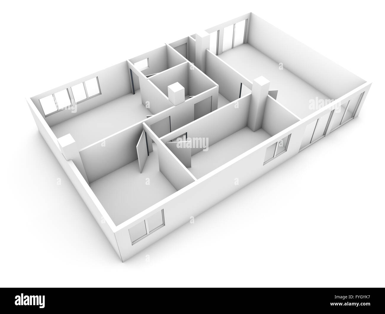 Concetto di piano: eseguire il rendering di una struttura piatta isolati su sfondo bianco Foto Stock