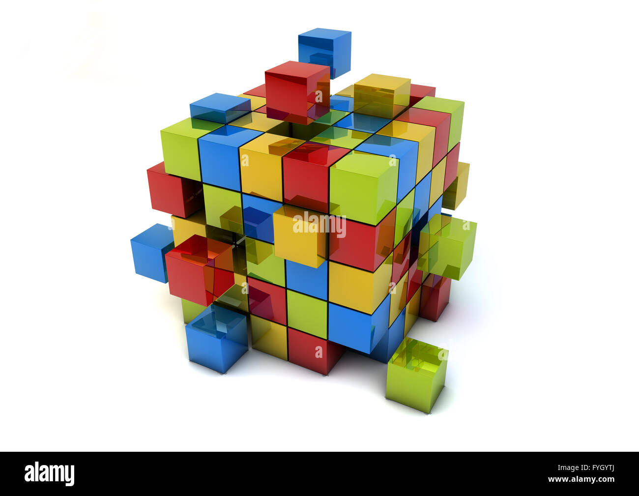 Eseguire il rendering di un gruppo di cubi, metafora del lavoro di squadra Foto Stock