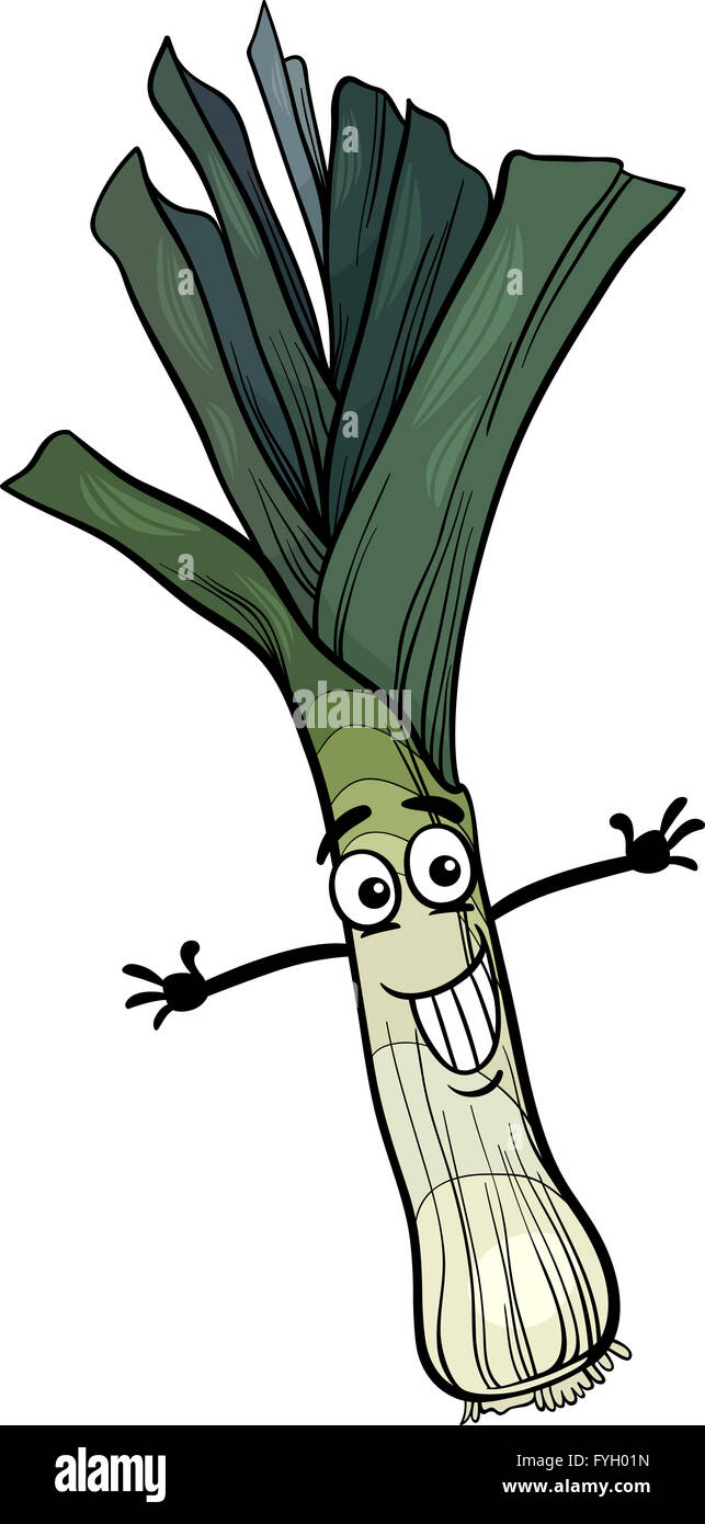 Carino il porro vegetale illustrazione cartoon Foto Stock