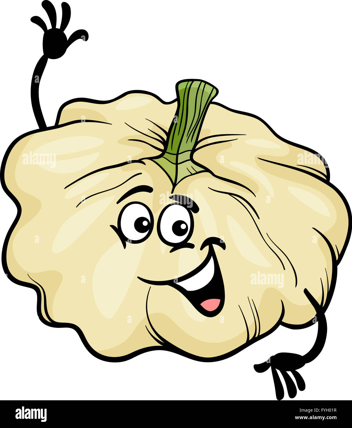 Funny patison vegetale illustrazione cartoon Foto Stock