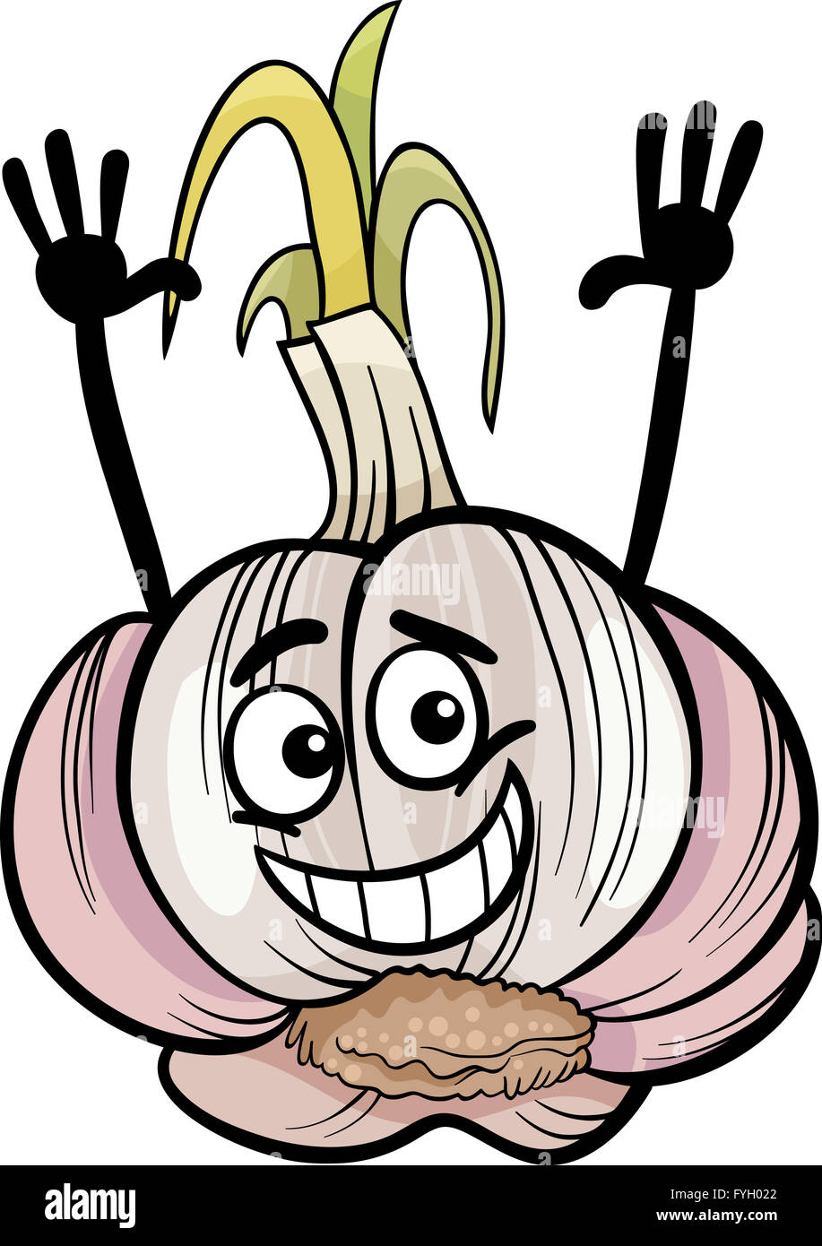 Funny aglio vegetale illustrazione cartoon Foto Stock