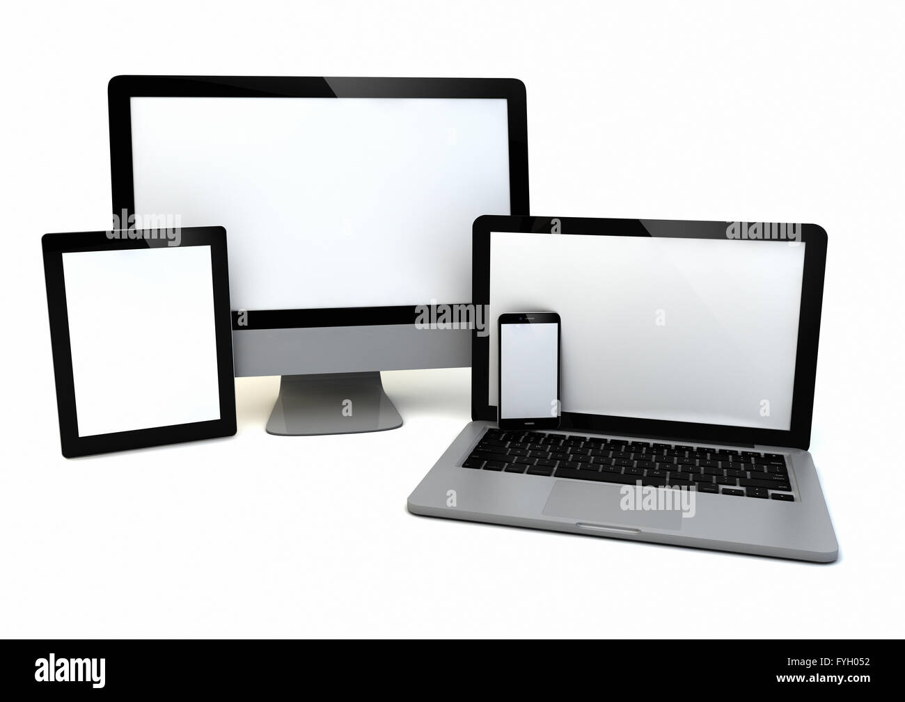 Eseguire il rendering di un gruppo di dispositivi di tecnologia Foto Stock