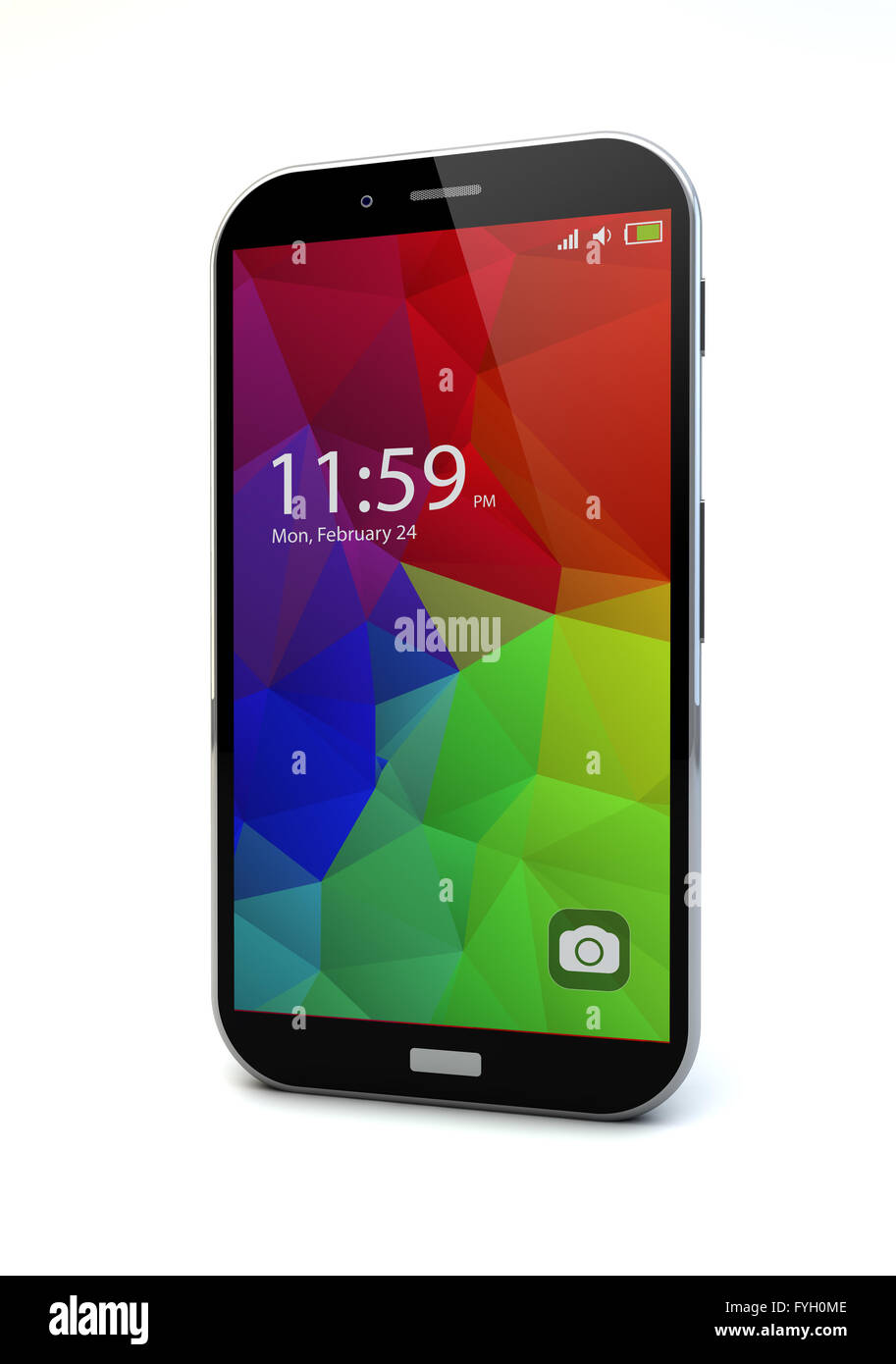 Telefono cellulare tecnologia di comunicazione wireless e mobilità ufficio business concetto: smartphone touchscreen con colorati inter Foto Stock