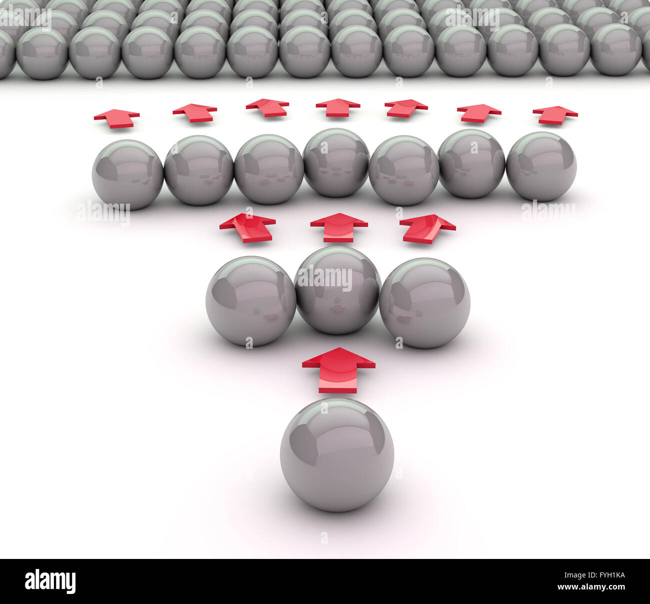 Viral marketing concetto. 3D illustrazione fatta con sfere di metallo. Foto Stock