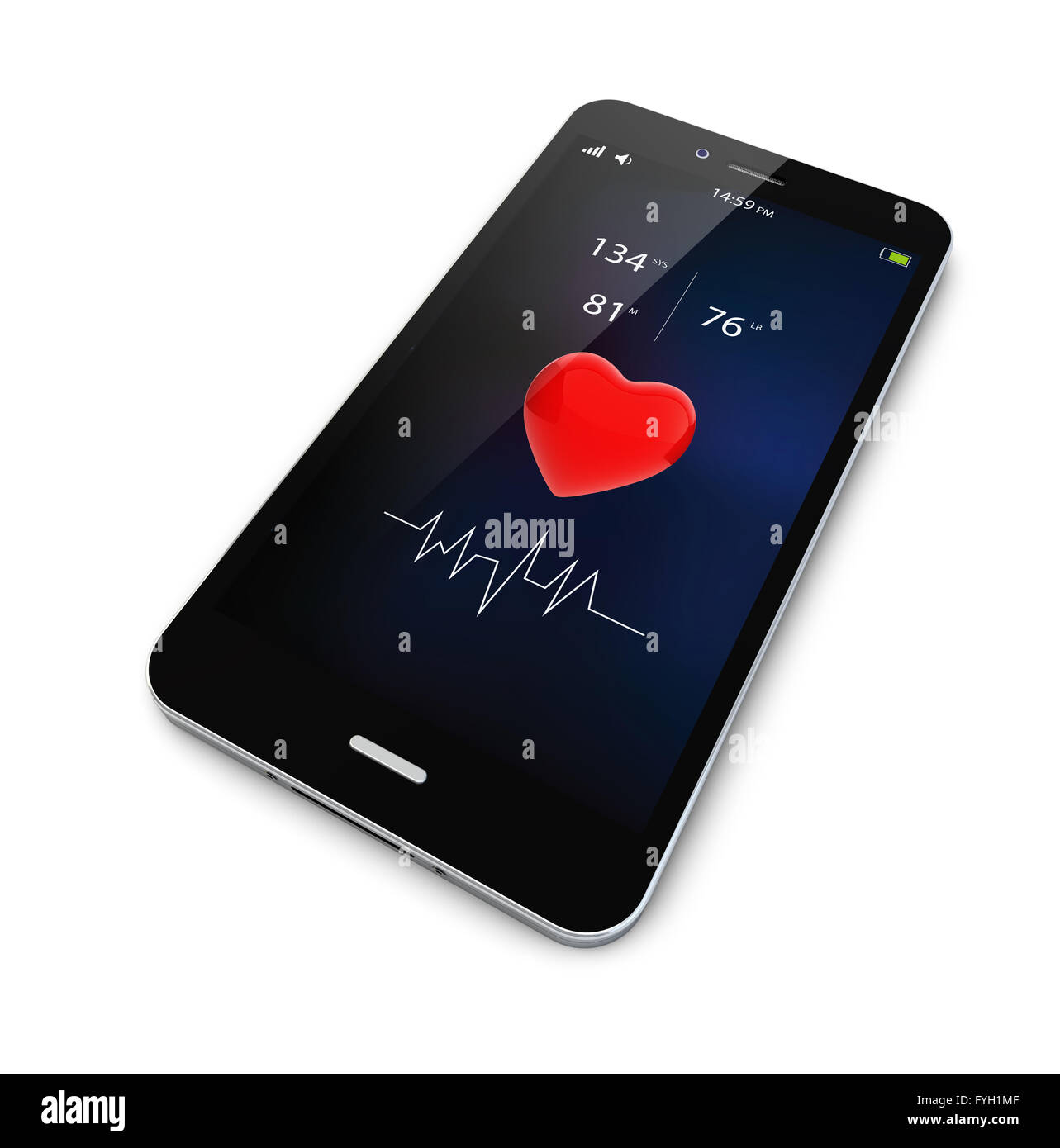 Salute app isolati su sfondo bianco Foto Stock