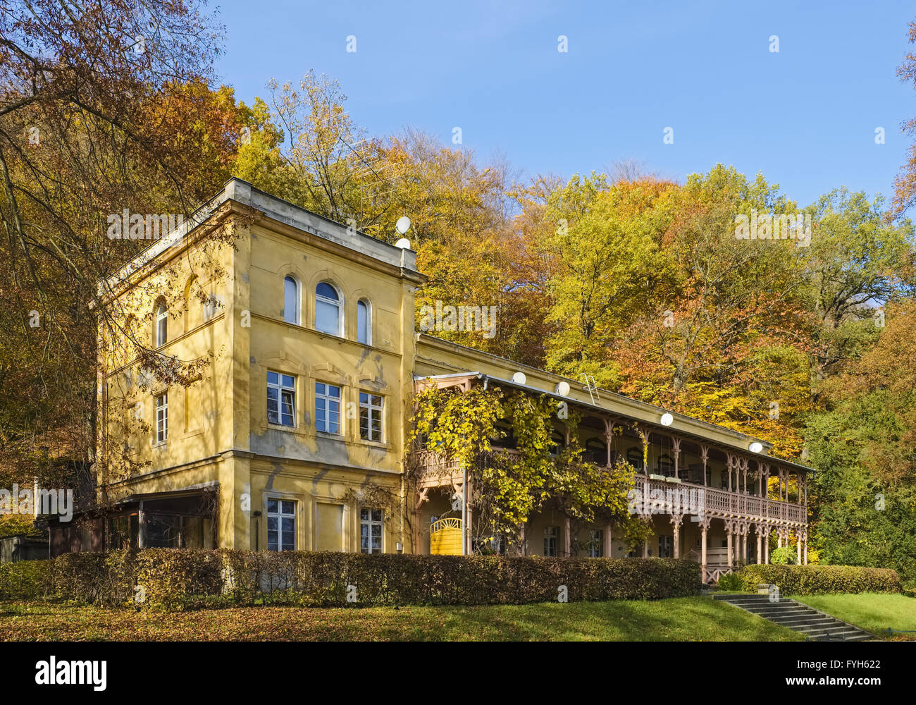 Villa Bellevue in Badepark, Bad Muskau, Germania Foto Stock