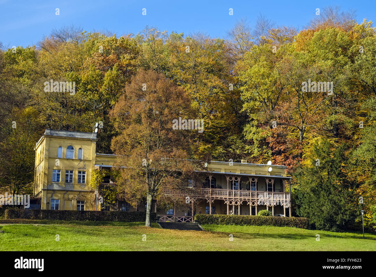 Villa Bellevue in Badepark, Bad Muskau, Germania Foto Stock