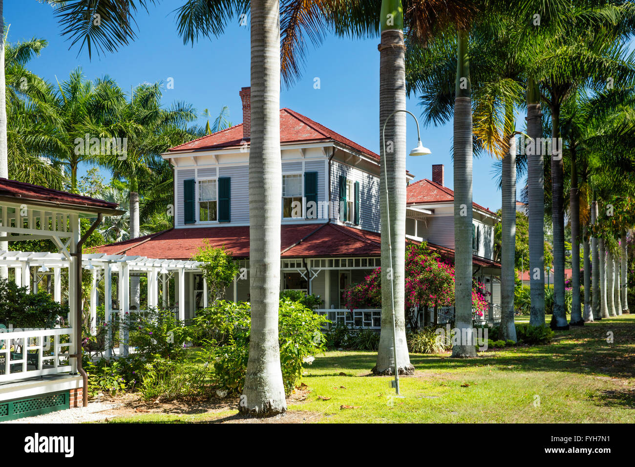 'Seminole Lodge' - inverno home di inventore Thomas Edison, Ft Myers, Florida, Stati Uniti d'America Foto Stock