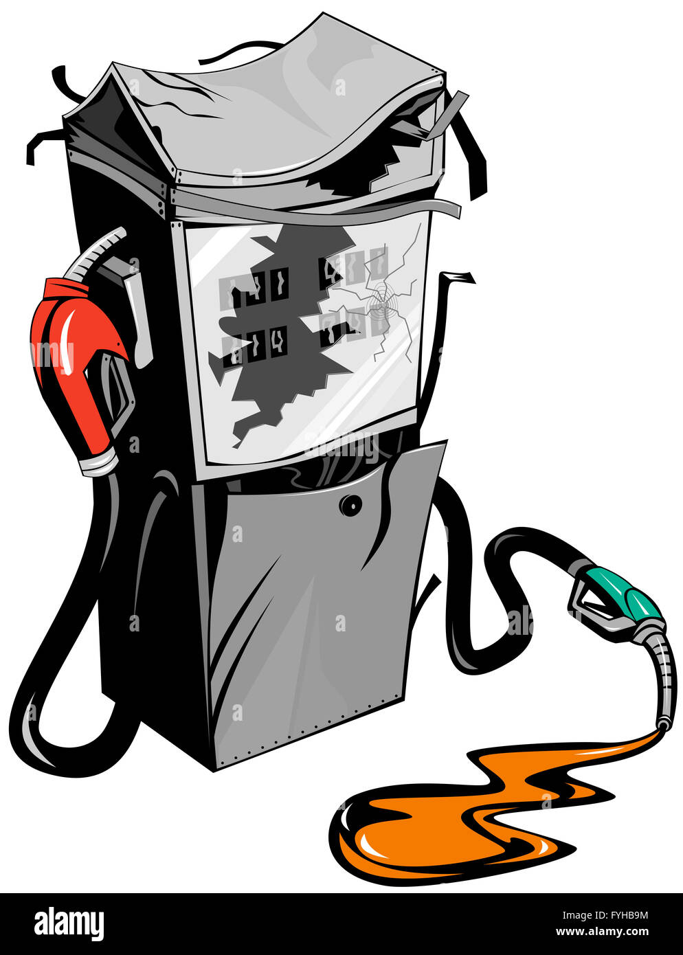 Rottura della pompa della benzina Station retrò Foto Stock