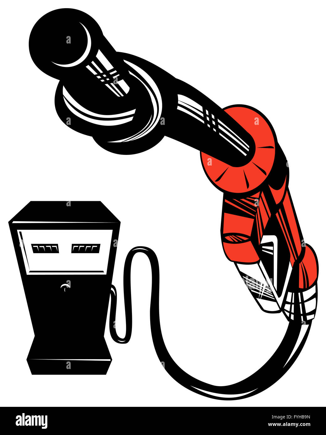 Pompa carburante stazione ugello ritorto retrò Foto Stock