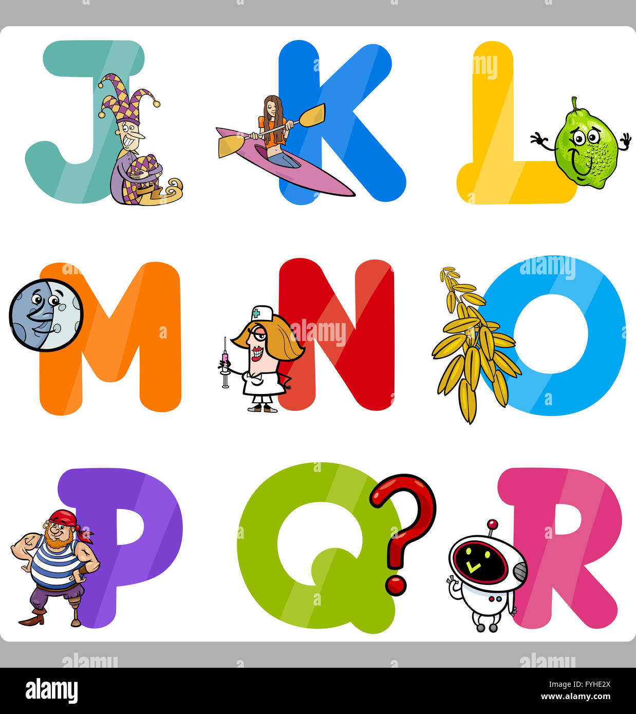 Istruzione Cartoon alfabeto lettere per i bambini Foto stock - Alamy