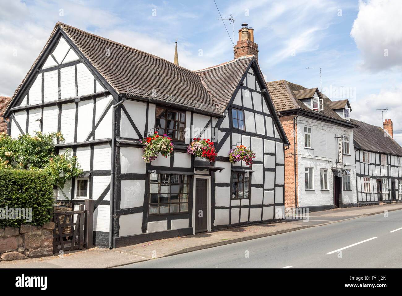 Tudor case, Ombersley, Worcestershire, England, Regno Unito Foto Stock