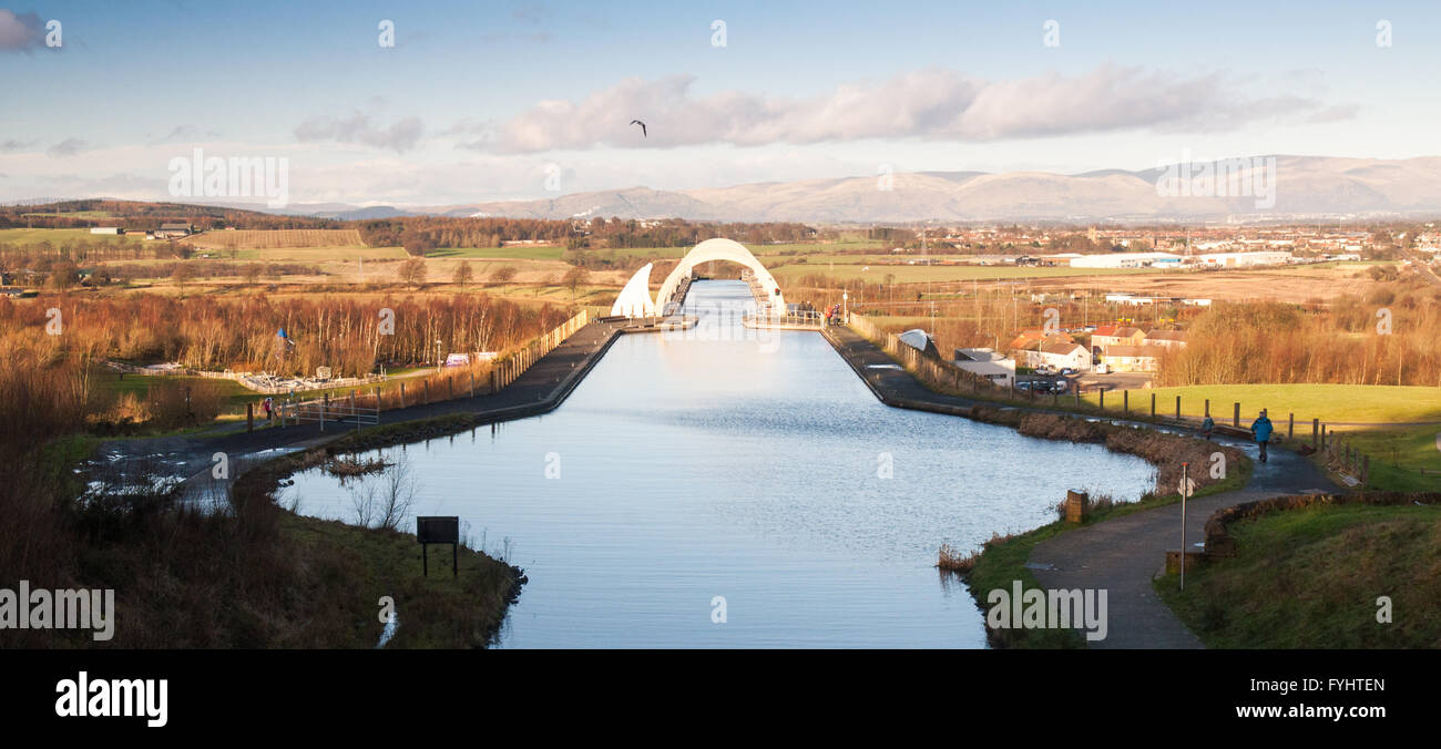 La giunzione del canale di Forth e Clyde e la Union Canal a Falkirk. Foto Stock