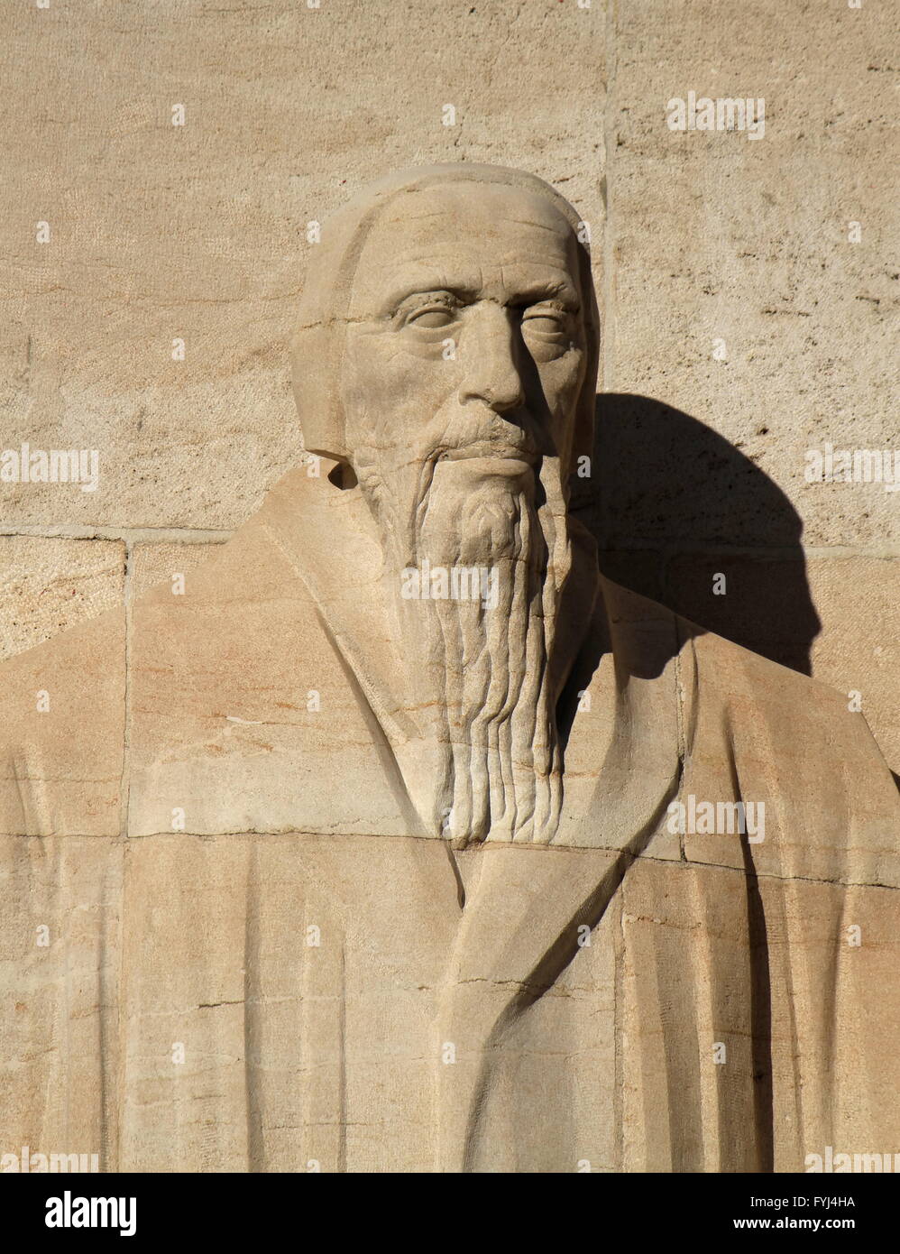 G. Farel, il muro dei Riformatori, Ginevra, Svizzera. Foto Stock